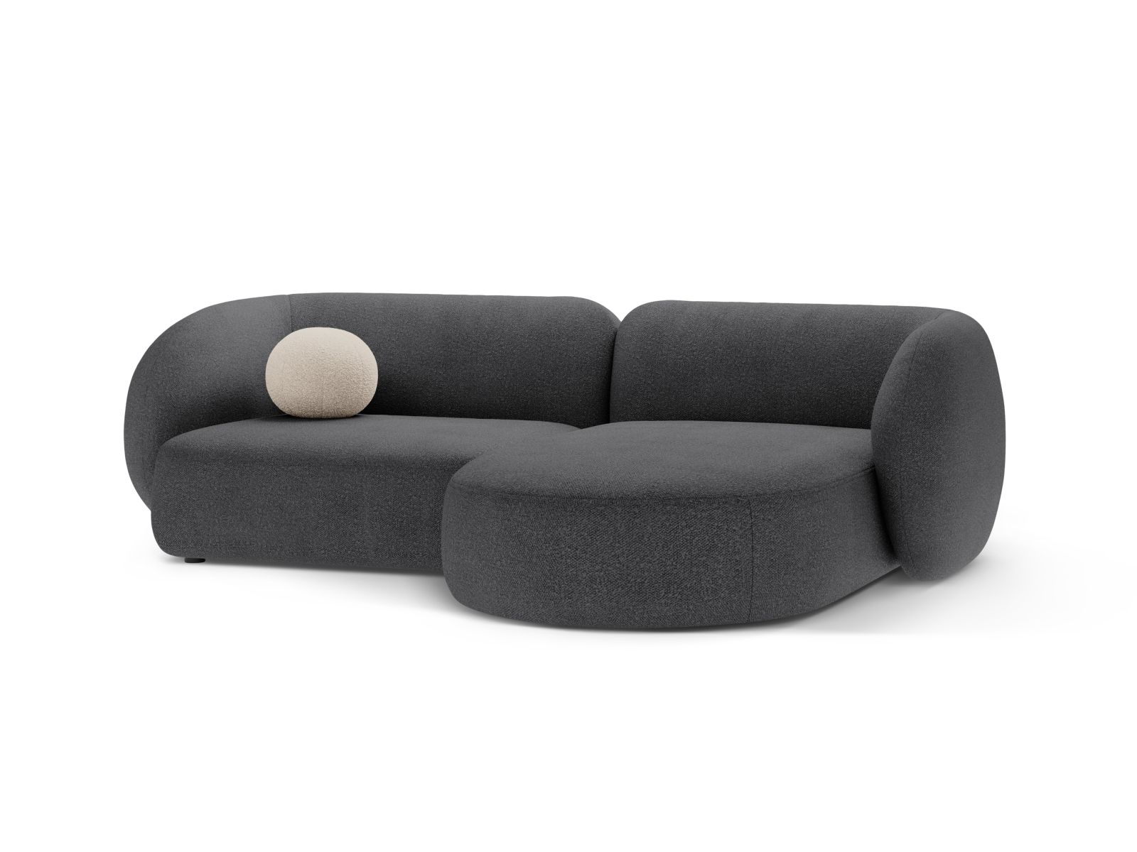 Micadoni Ecksofa Kate 2-Sitzer Rechts Boucle Dunkelgrau