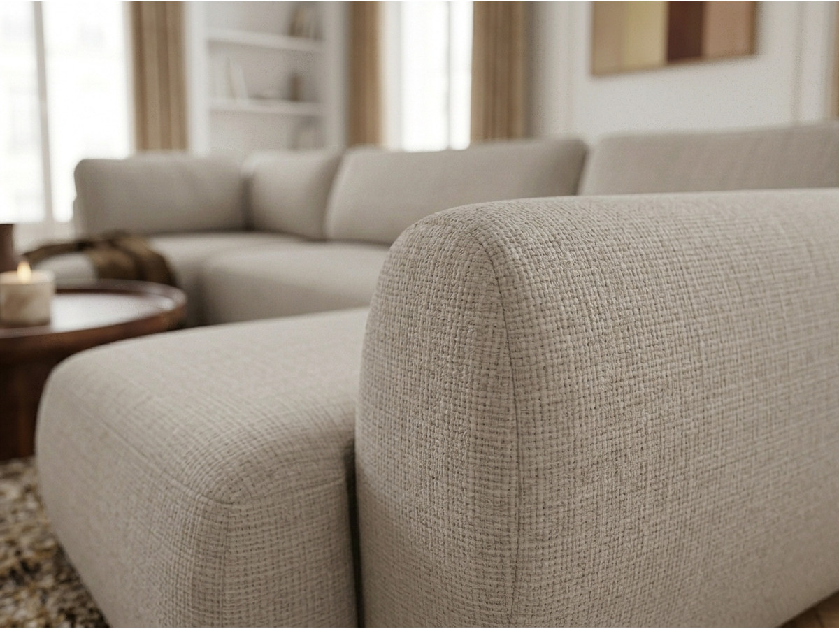 Bobochic Denise Wohnlandschaft Strukturstoff Beige Ecke rechts
