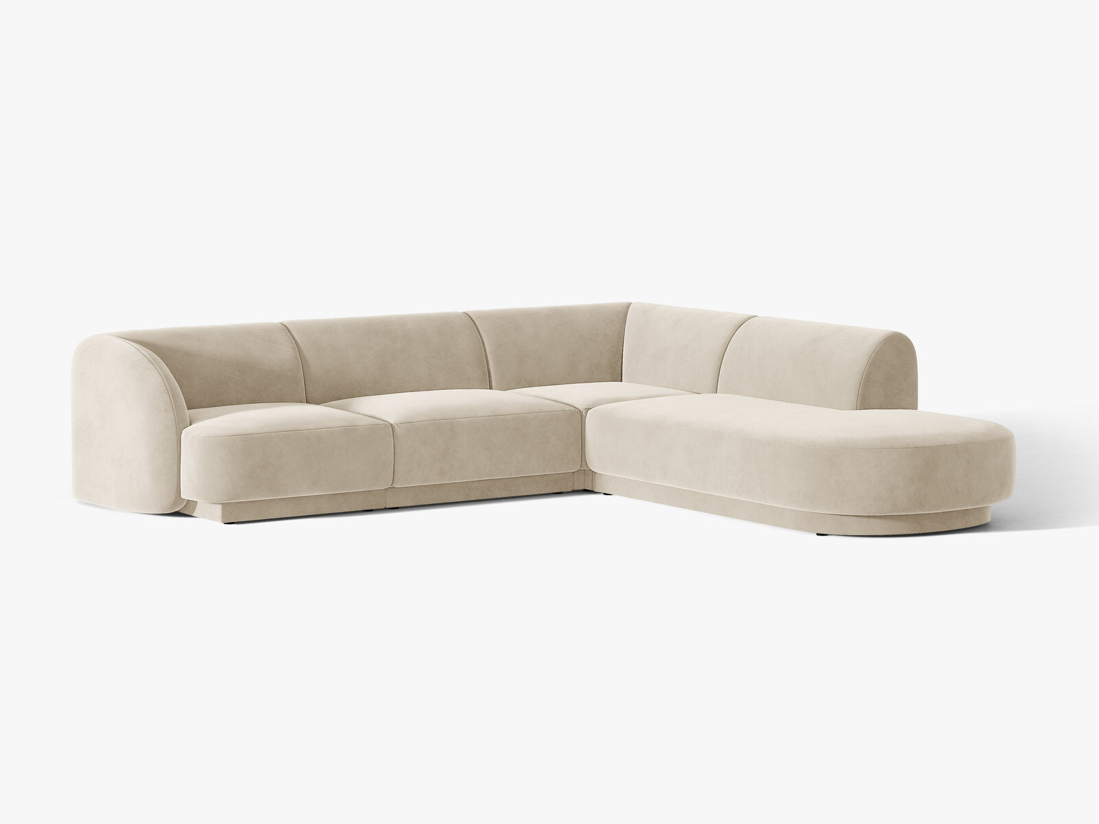 Micadoni Ecksofa Miley 6-Sitzer Rechts Samt Bluvel Dunkelbeige