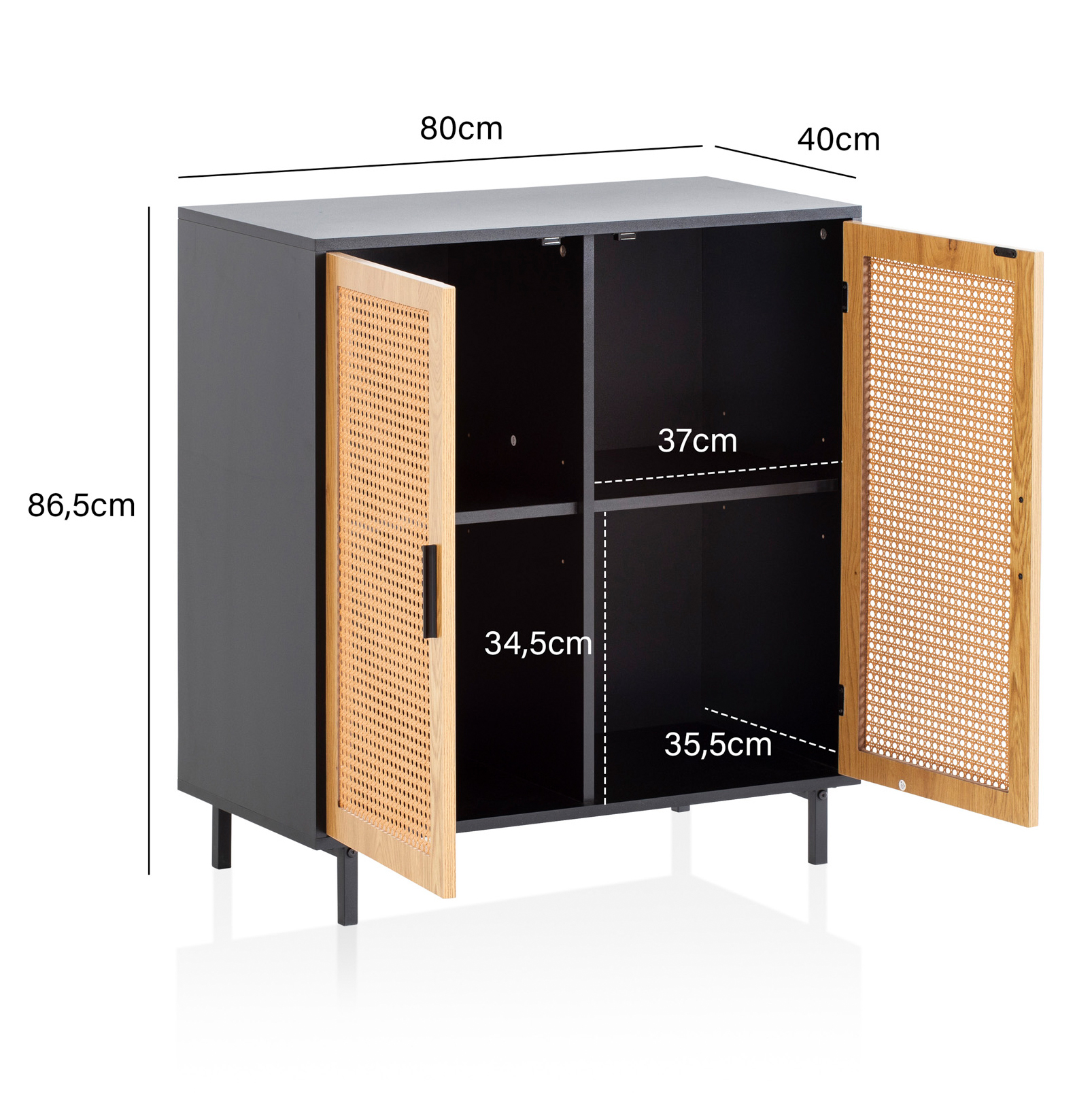 Sideboard Drivdalen Schwarz 80 × 40 × 86,5 cm