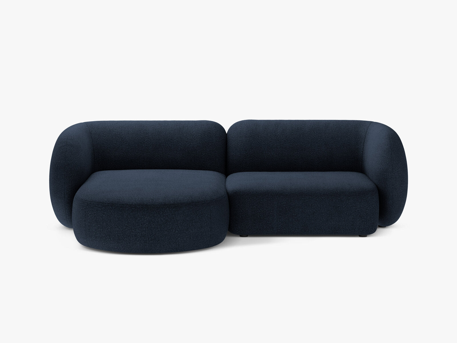 Micadoni Ecksofa Kate 2-Sitzer Links Boucle Dunkelblau