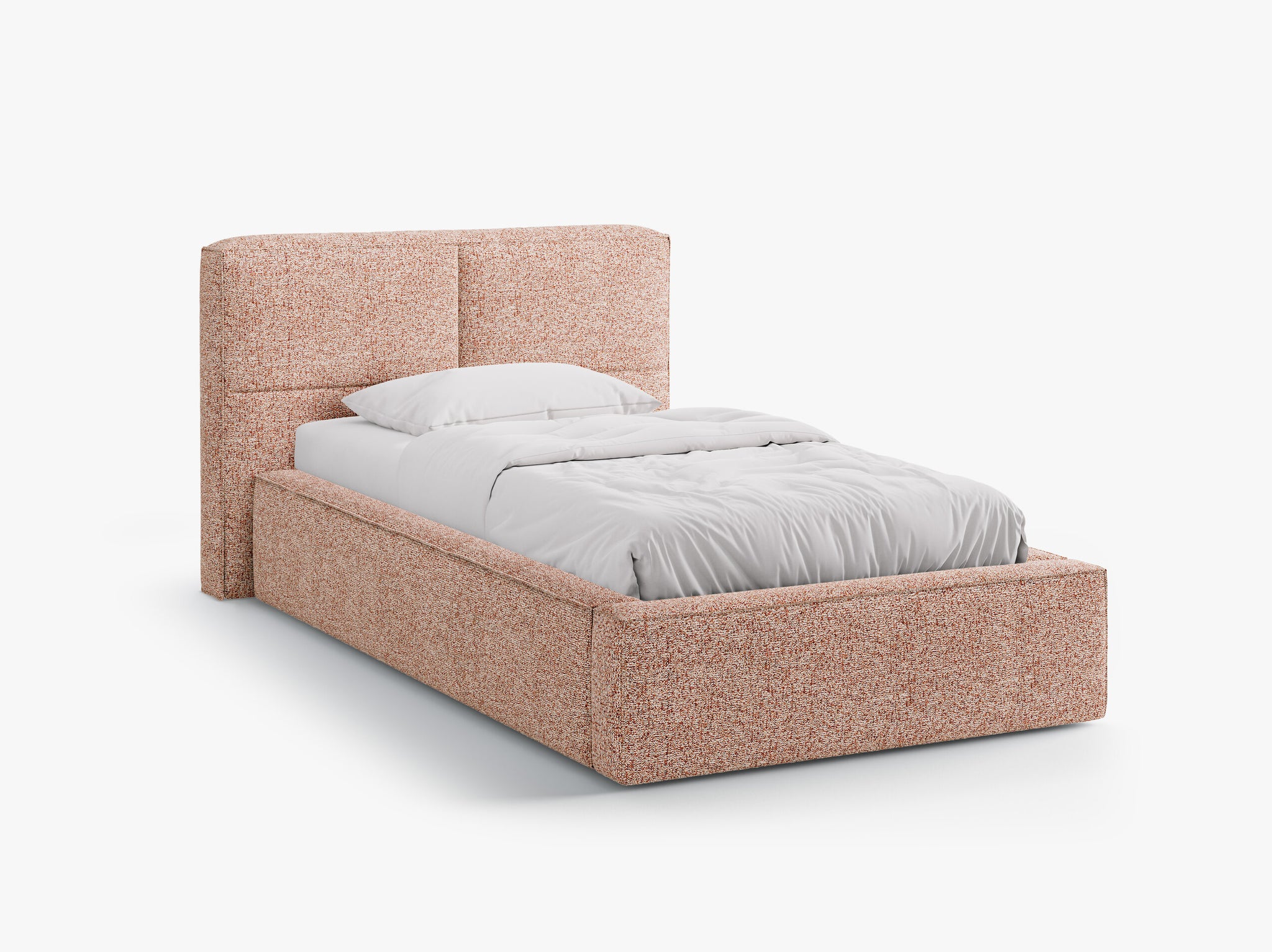 Micadoni Stauraumbett mit Kopfteil Darren Strukturierter Stoff Puente Rosa Melange 90x200