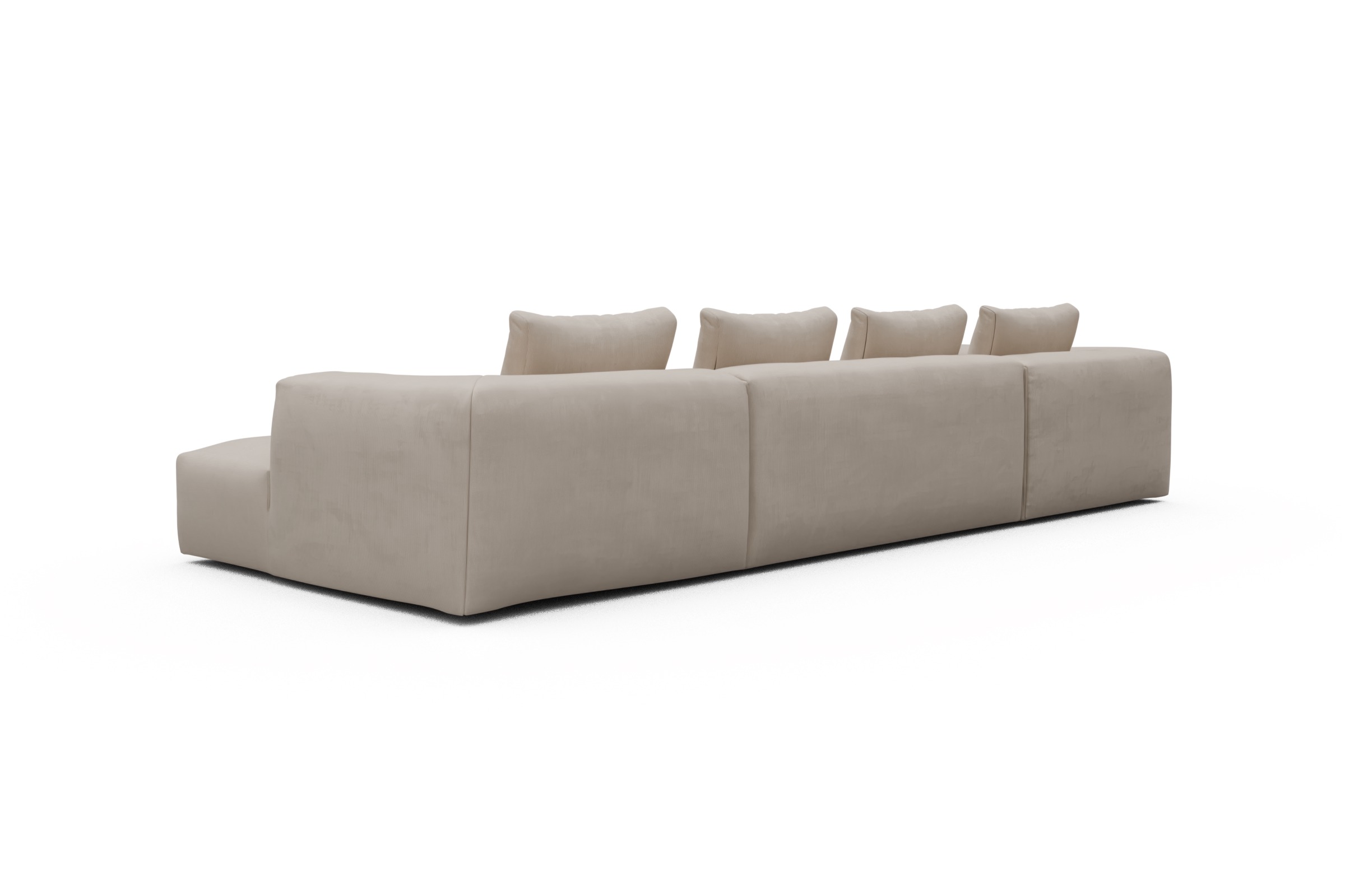 Wohnlandschaft Fred Relax-Ecke links mit 2-Sitzer und Chaiselongue rechts Cordufine-Off-White