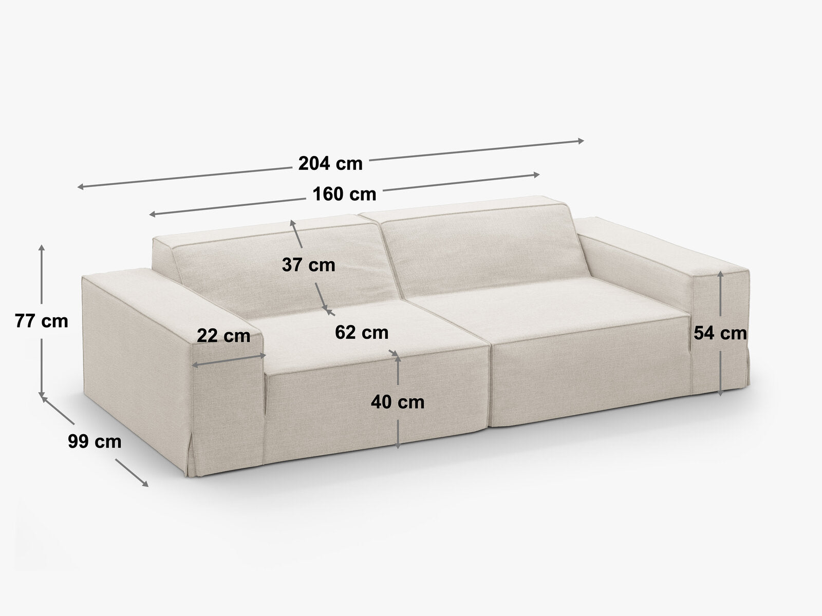 Micadoni 3-Sitzer Sofa Jodie Strukturierter Stoff Lins Natur