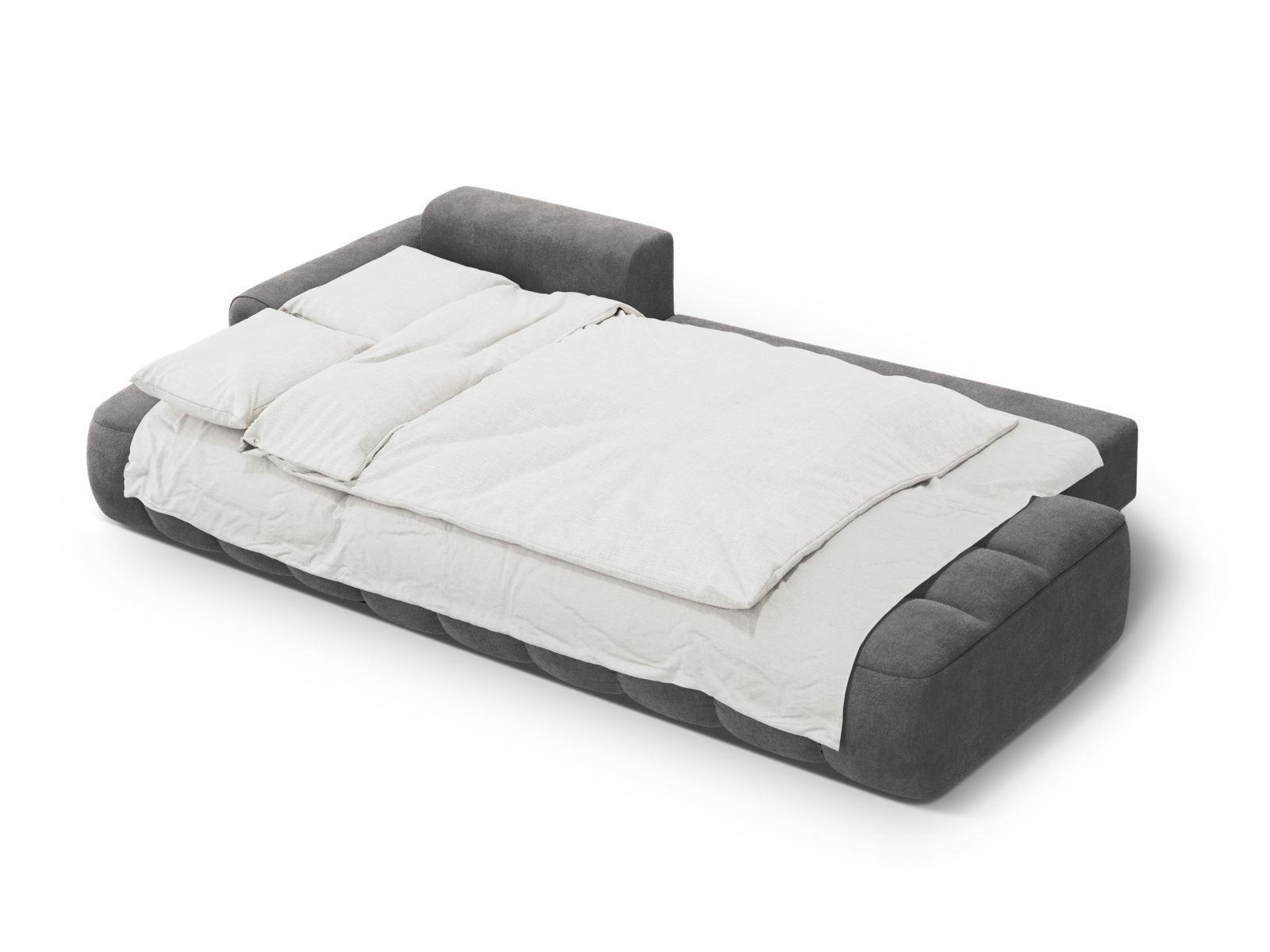 Cosmopolitan Design Ecksofa Linz 3-Sitzer offen mit Schlaffunktion Samt Vogue Grau Links