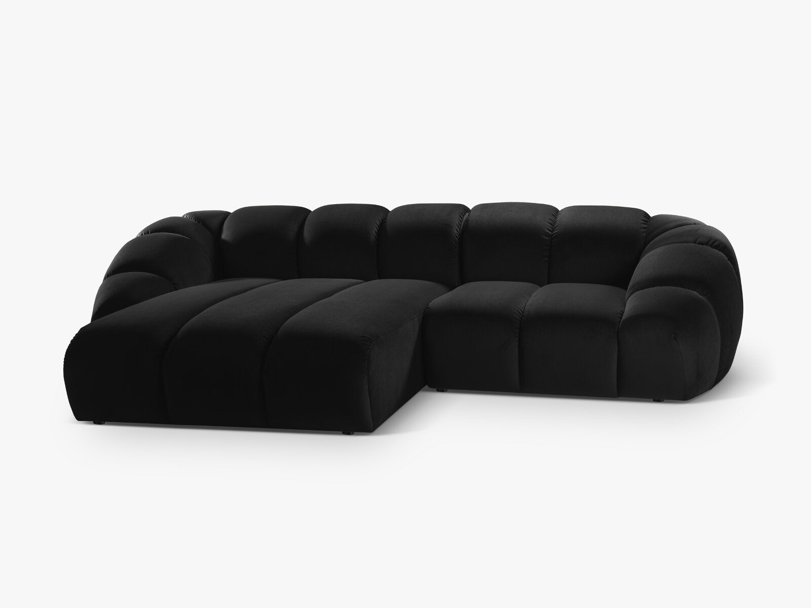 Micadoni Ecksofa Diana 3-Sitzer Links Samt Schwarz
