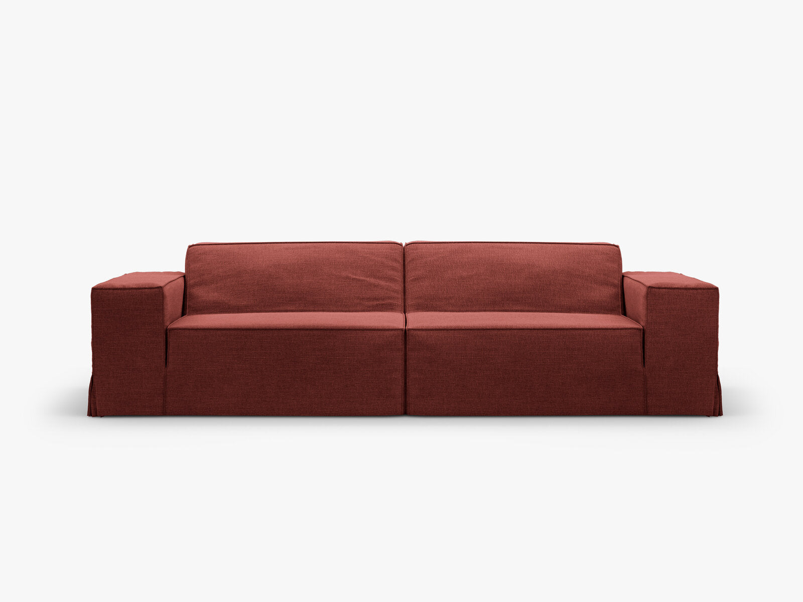 Micadoni 3-Sitzer Sofa Jodie Strukturierter Stoff Lins Kirschholz