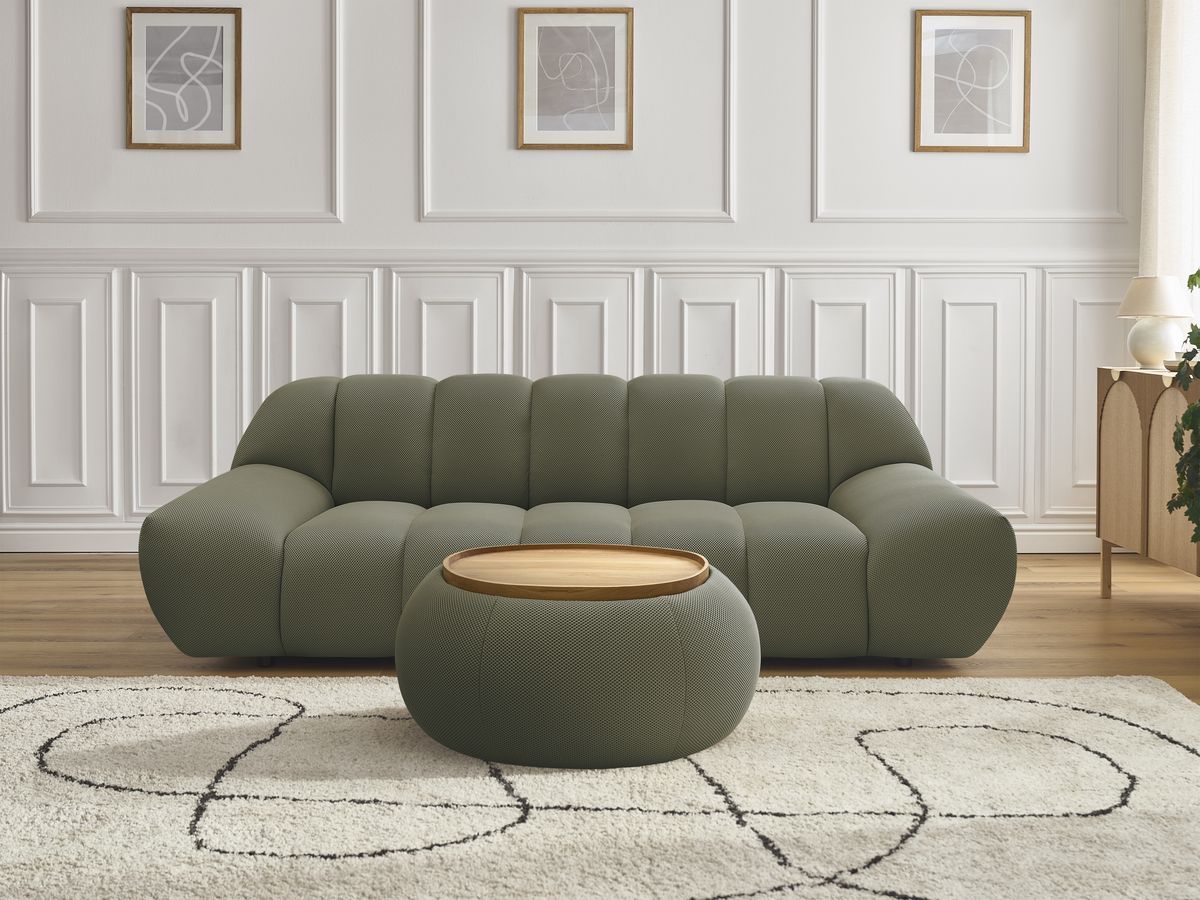 Bobochic Hayden Sofa 2-Sitzer mit Pouf Mesh-Stoff Grün