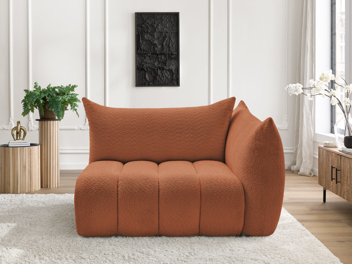 Bobochic Azra Sofamodul 2-Sitzer 143 × 112 cm Bouclé-Stoff Orange Ecke rechts