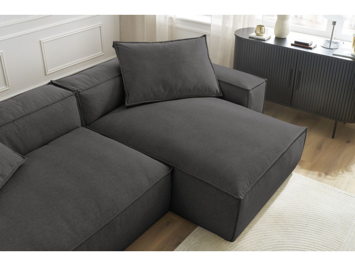 Bobochic Boheme Ecksofa, 2 Kissen Melange-Stoff Dunkelgrau