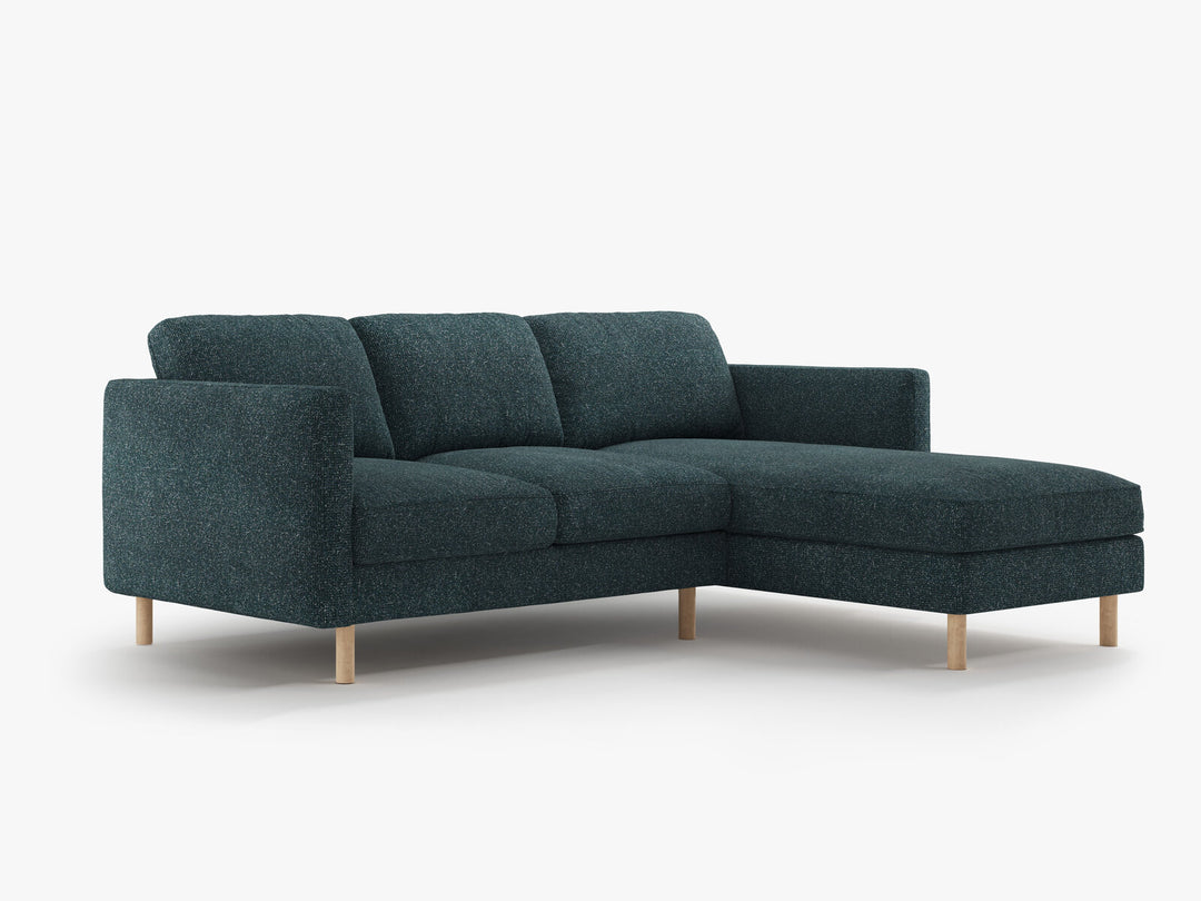 Micadoni Ecksofa Eden 3-Sitzer Rechts Strukturierter Stoff Grün Blau Melange