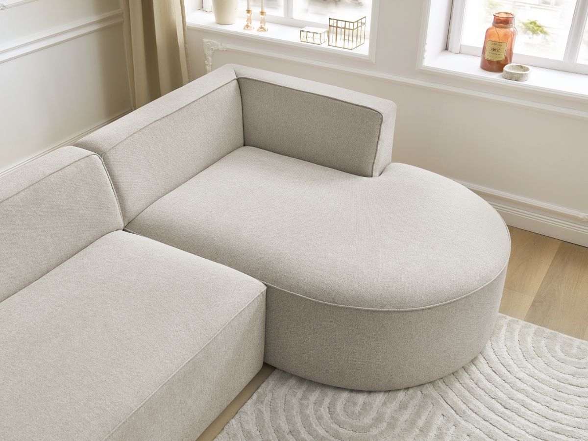 Bobochic Rousseau Ecksofa Melange-Stoff Beige Ecke rechts