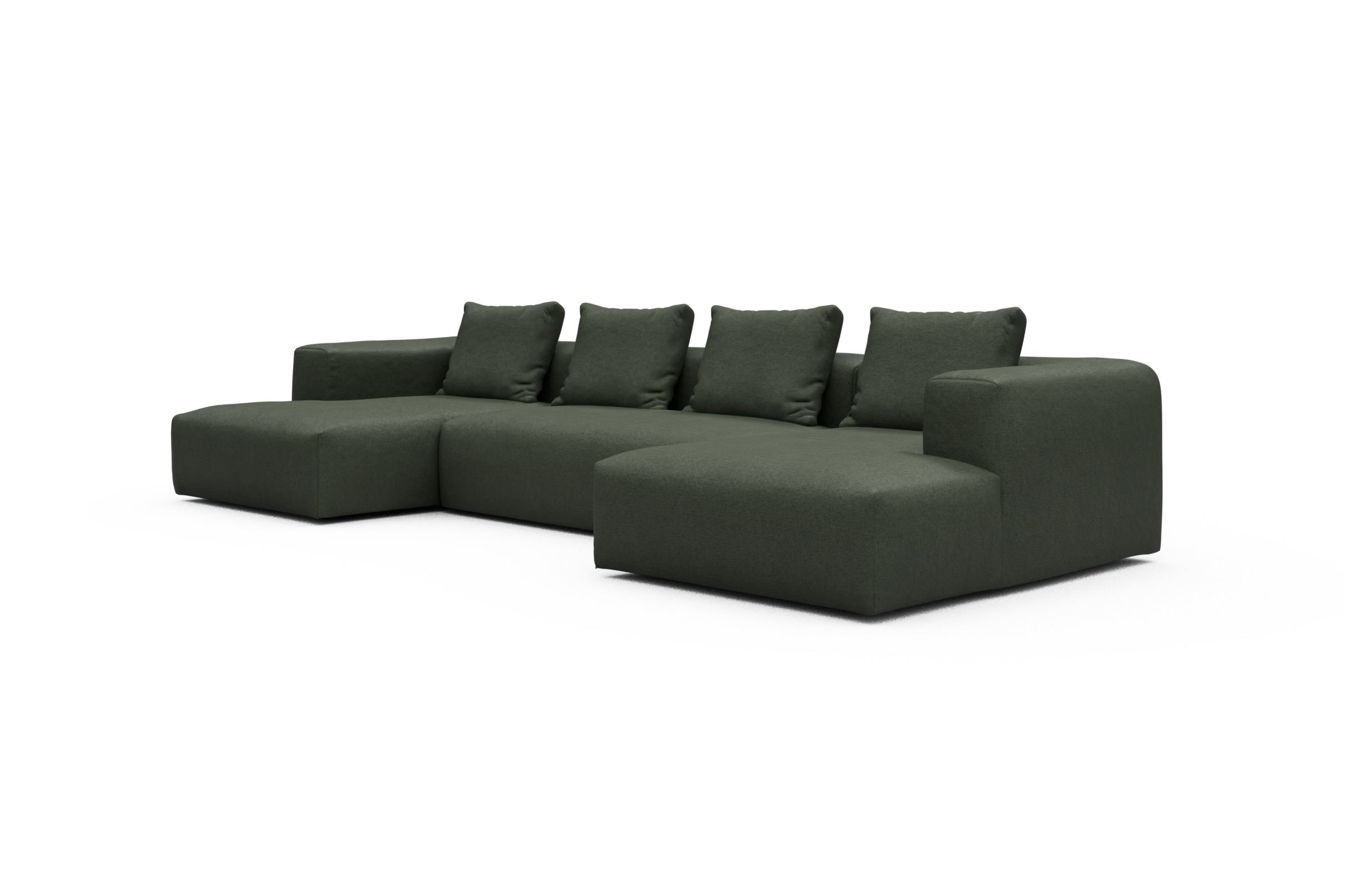 Wohnlandschaft Fred mit 2-Sitzer und Chaiselongue beidseitig Denari-Forest-Green
