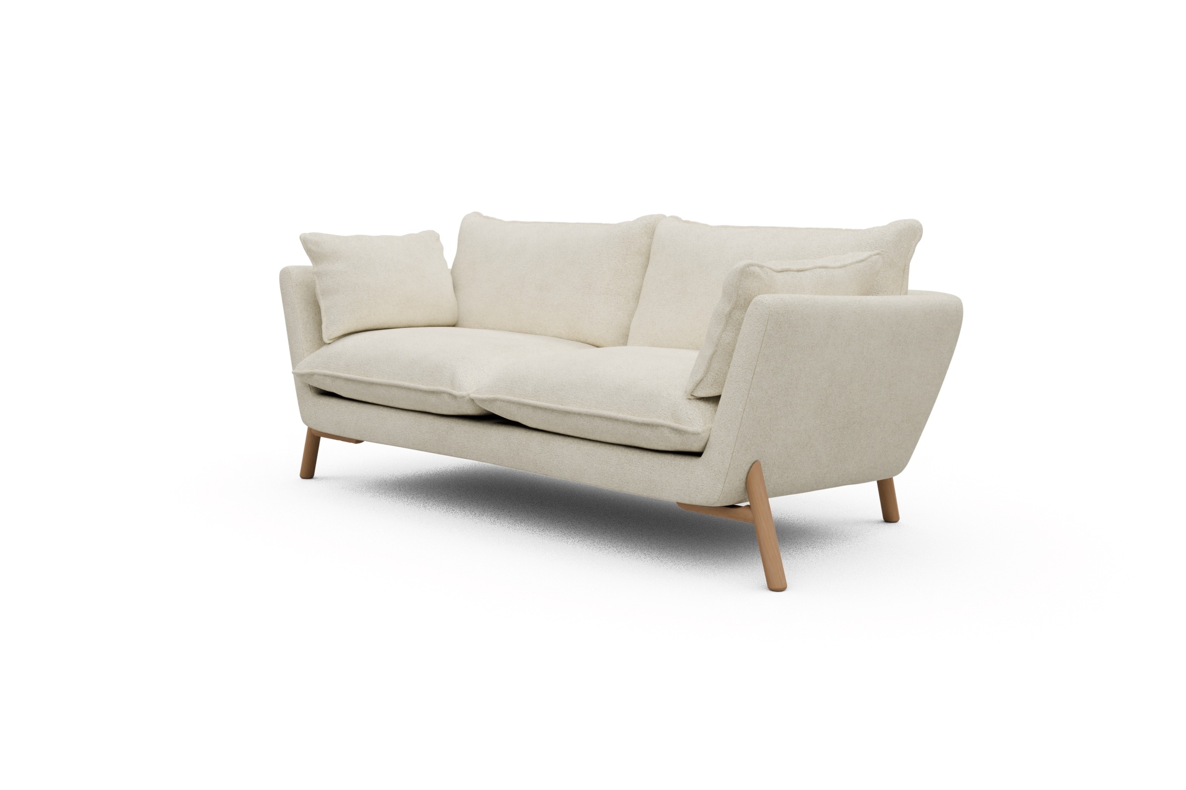 Sofa Emil PREMIUM 2-Sitzer Beinfarbe Eiche Natur Boucle-Off-White