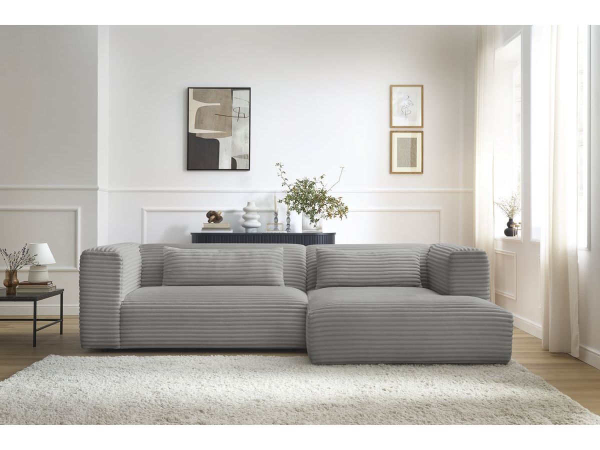 Bobochic Harry Ecksofa Breitcord weich Dunkelgrau Ecke rechts