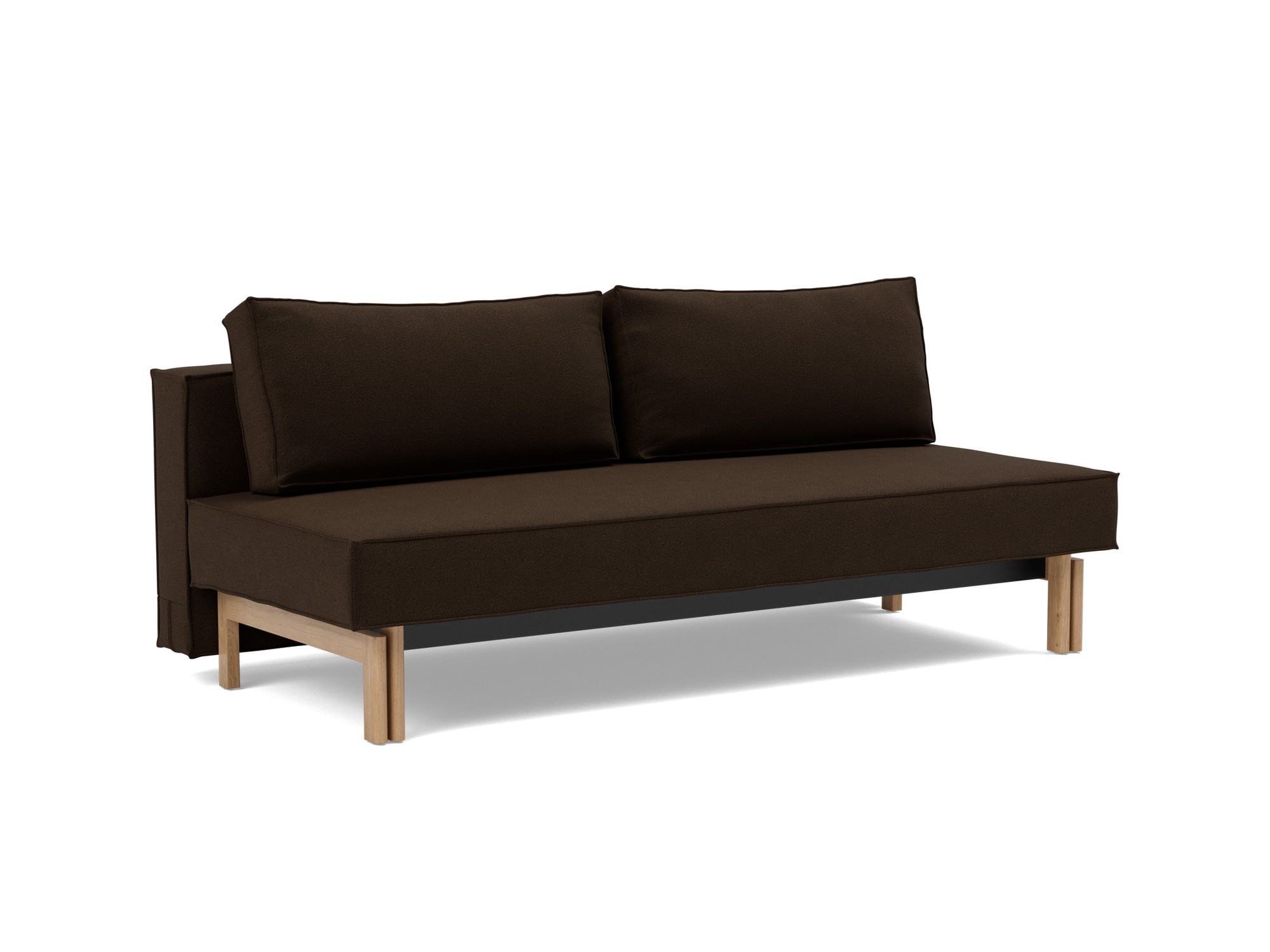 Schlafsofa Sly Strukturierter Stoff Taura 358-Chocco Beine Eiche