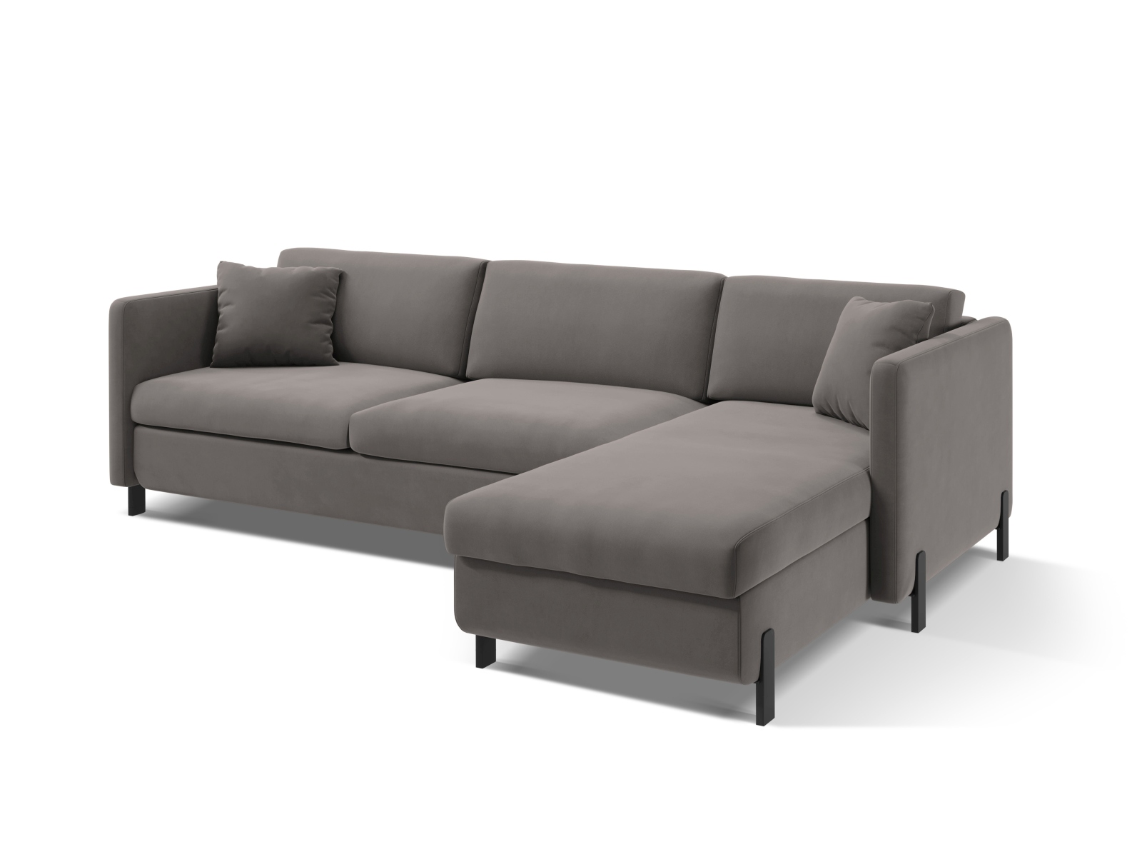 Micadoni Schlaf-Ecksofa Gloria 5-Sitzer Rechts Samt Grau 205x160