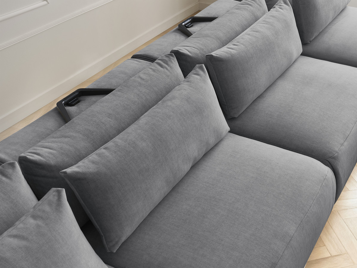 Bobochic Jana Wohnlandschaft mit kleinem Pouf Samt Dunkelgrau