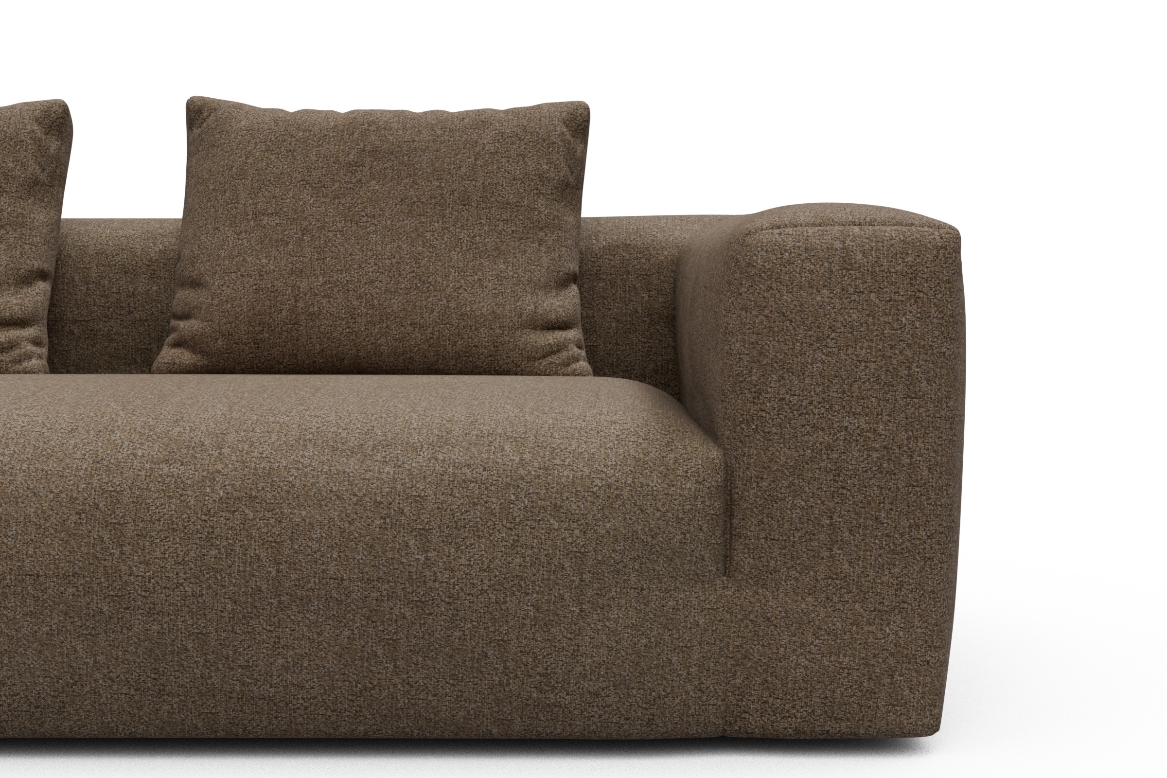 Wohnlandschaft Fred Chaiselongue links mit 2-Sitzer und lange Armlehne rechts Aivi-Khaki-Brown