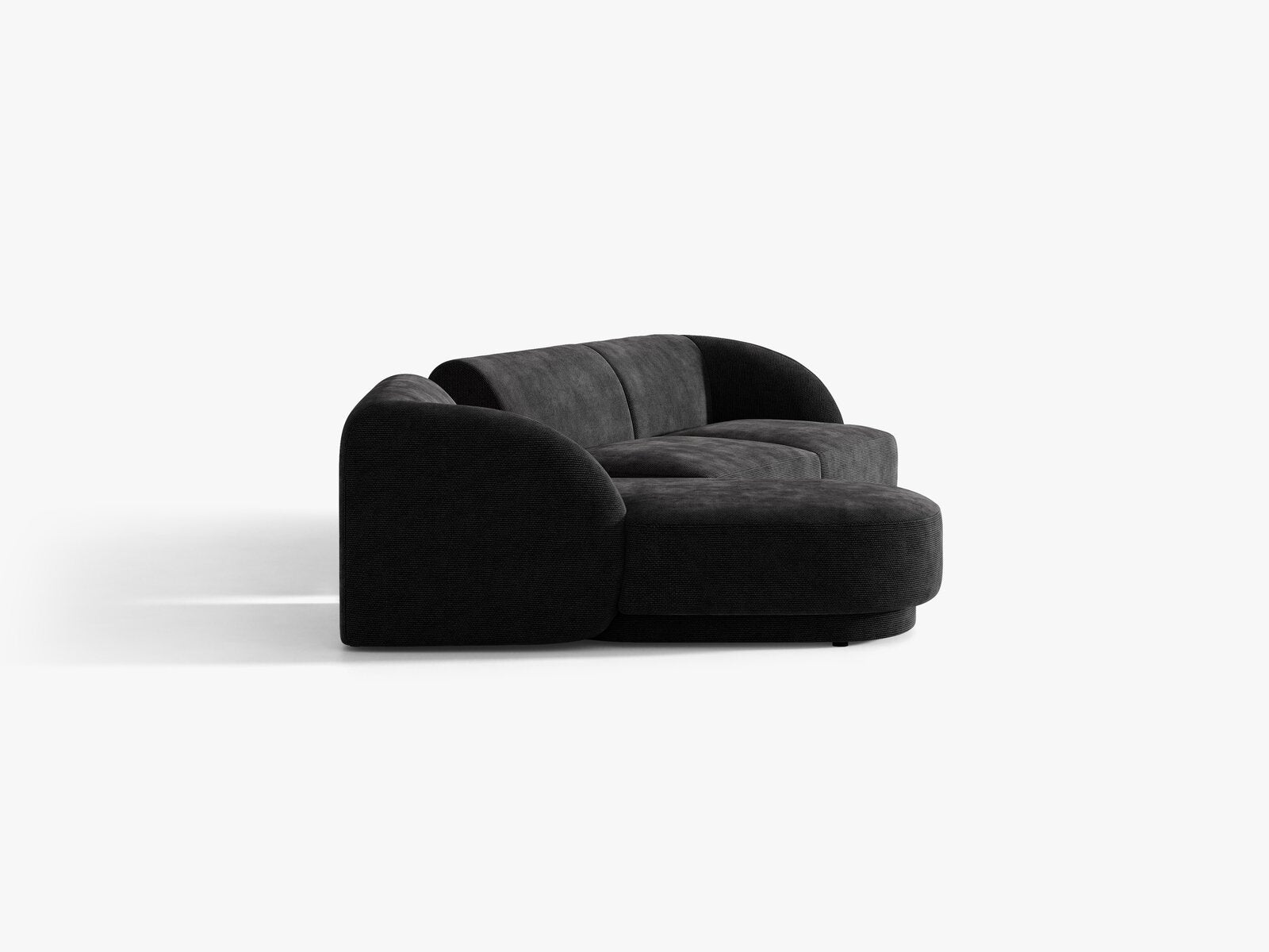 Micadoni Modulares Sofa Miley mit Recamiere 3-Sitzer Links Chenille Haga Schwarz