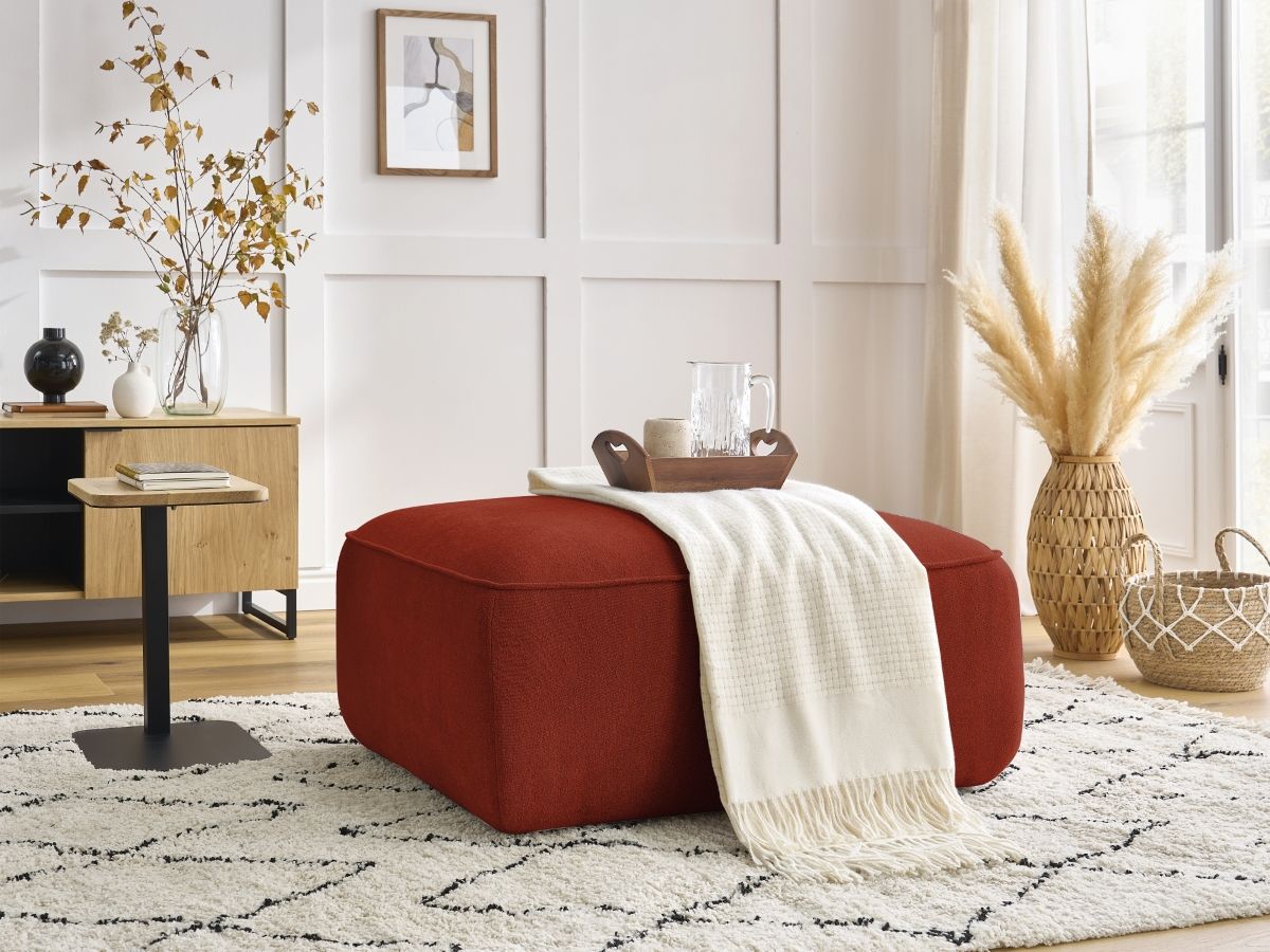 Bobochic Zephyr Pouf Strukturstoff Orange