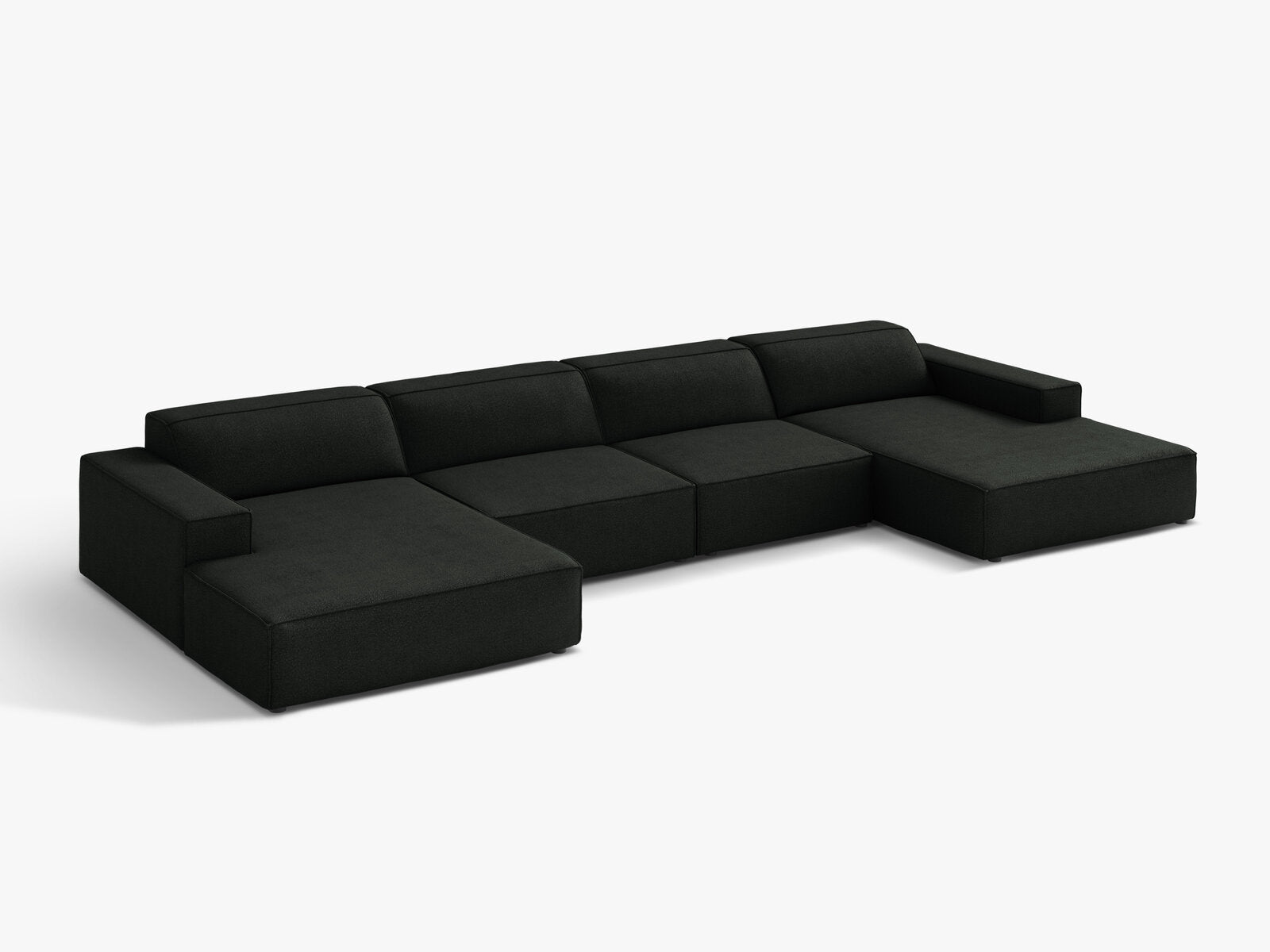 Micadoni Panorama-Sofa Jodie 6-Sitzer Boucle Baloo Schwarz