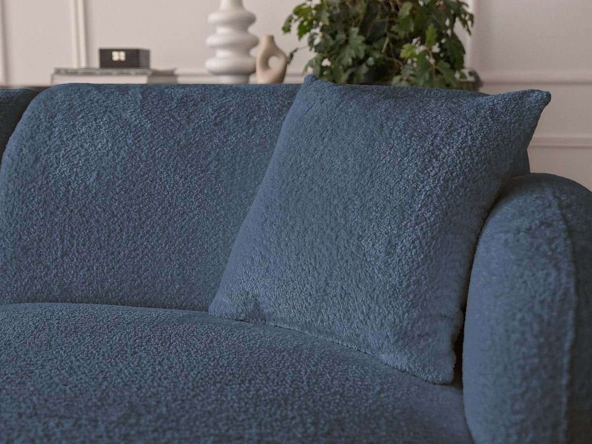 Bobochic Anda Ecksofa mit Pouf 241 × 163 cm Chenille Dunkelblau Ecke rechts