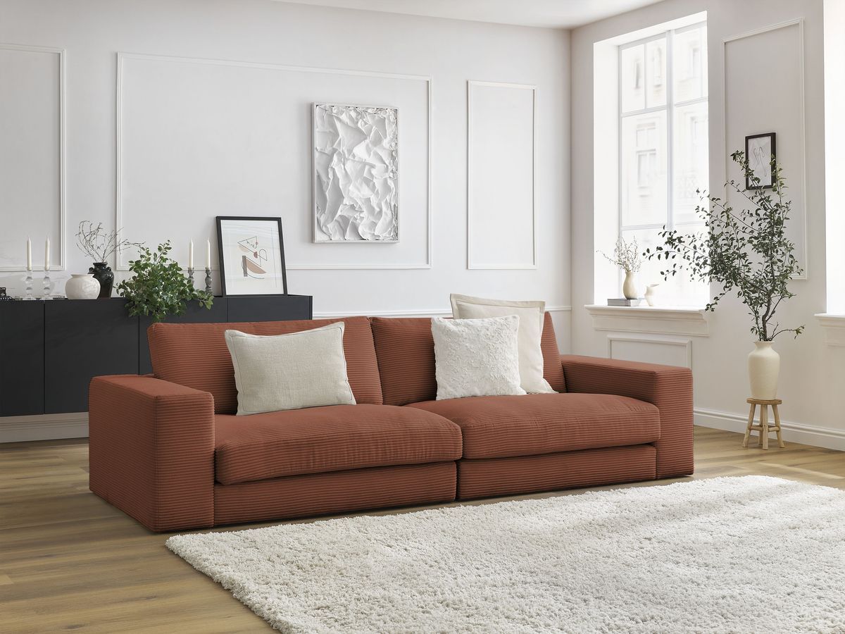 Bobochic Leonard Sofa 3-Sitzer 274 × 109 cm Strukturstoff Orange