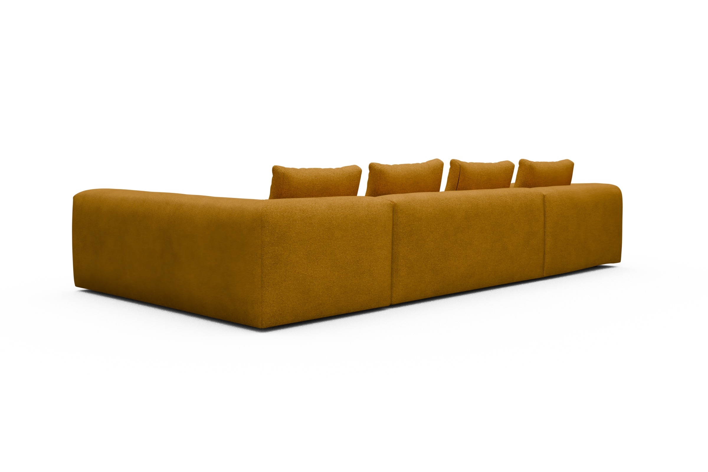 Wohnlandschaft Fred Chaiselongue links mit 2-Sitzer und lange Armlehne rechts Boucle-Ochre