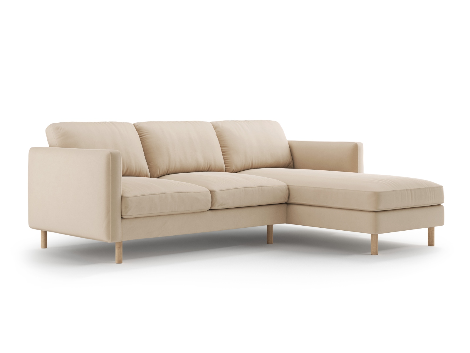 Micadoni Ecksofa Eden Groß 3-Sitzer Rechts Samt Nude