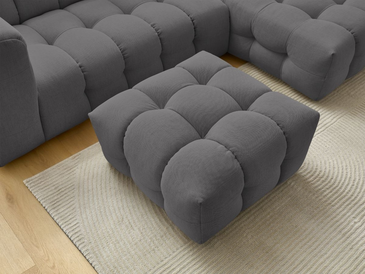 Bobochic Cloud Ecksofa mit Pouf 288 × 184 cm Stoff Dunkelgrau Ecke rechts