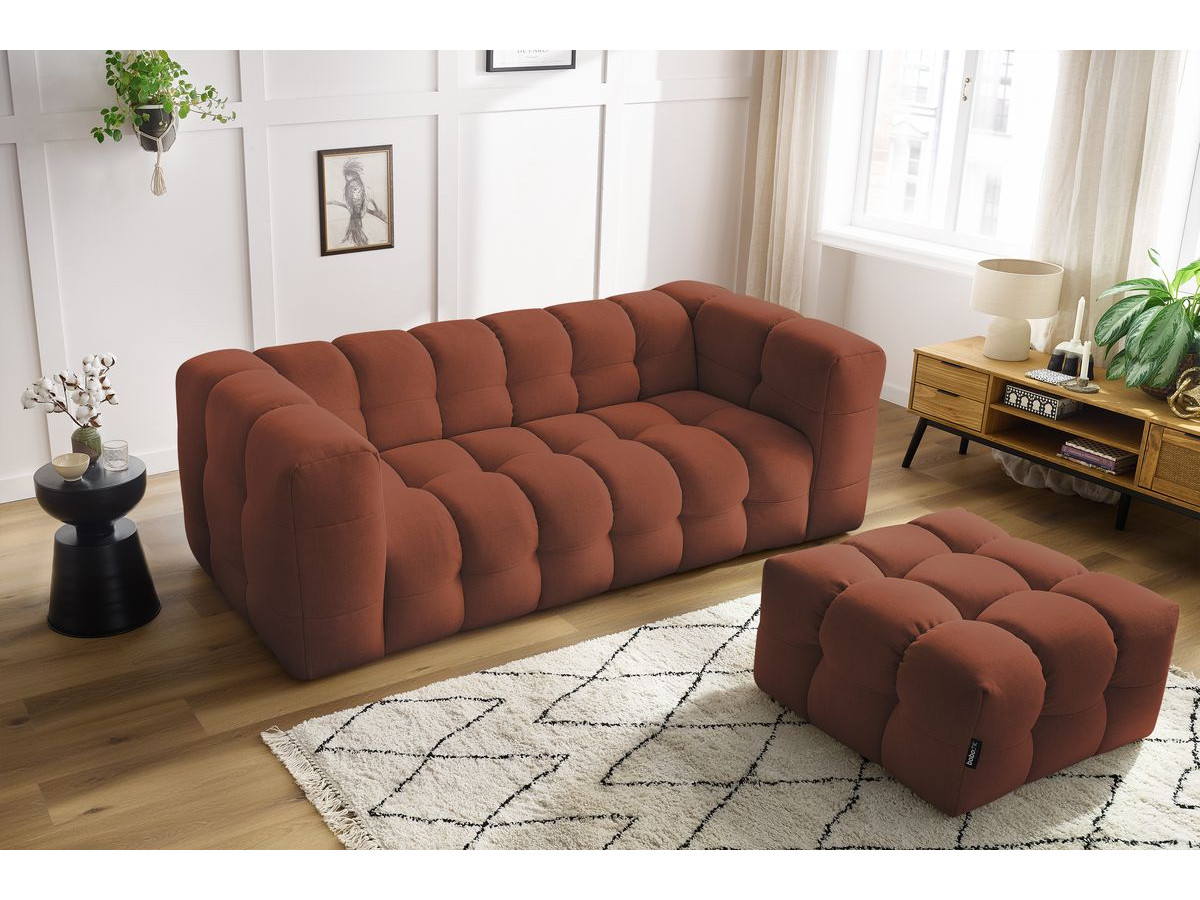 Bobochic Cloud Sofa 4-Sitzer mit Pouf Stoff Orange