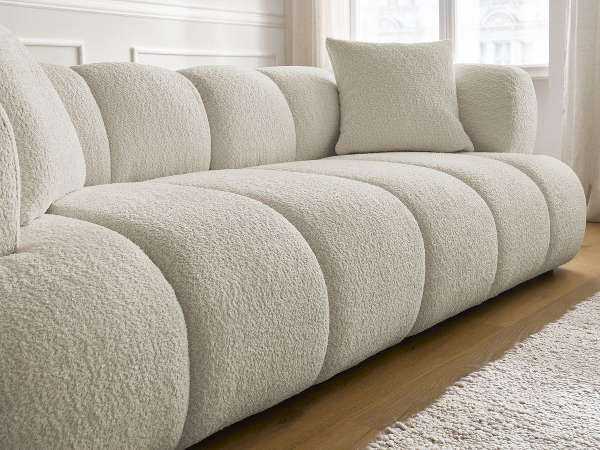 Bobochic Pamira Sofa 5-Sitzer Bouclé-Stoff Beige