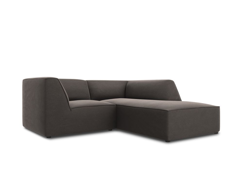 Cosmopolitan Design Ecksofa Siena 3-Sitzer Samt Salvador Dunkelgrau Rechts