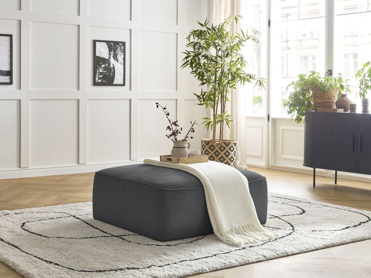Bobochic Leopold Pouf Cordsamt Dunkelgrau