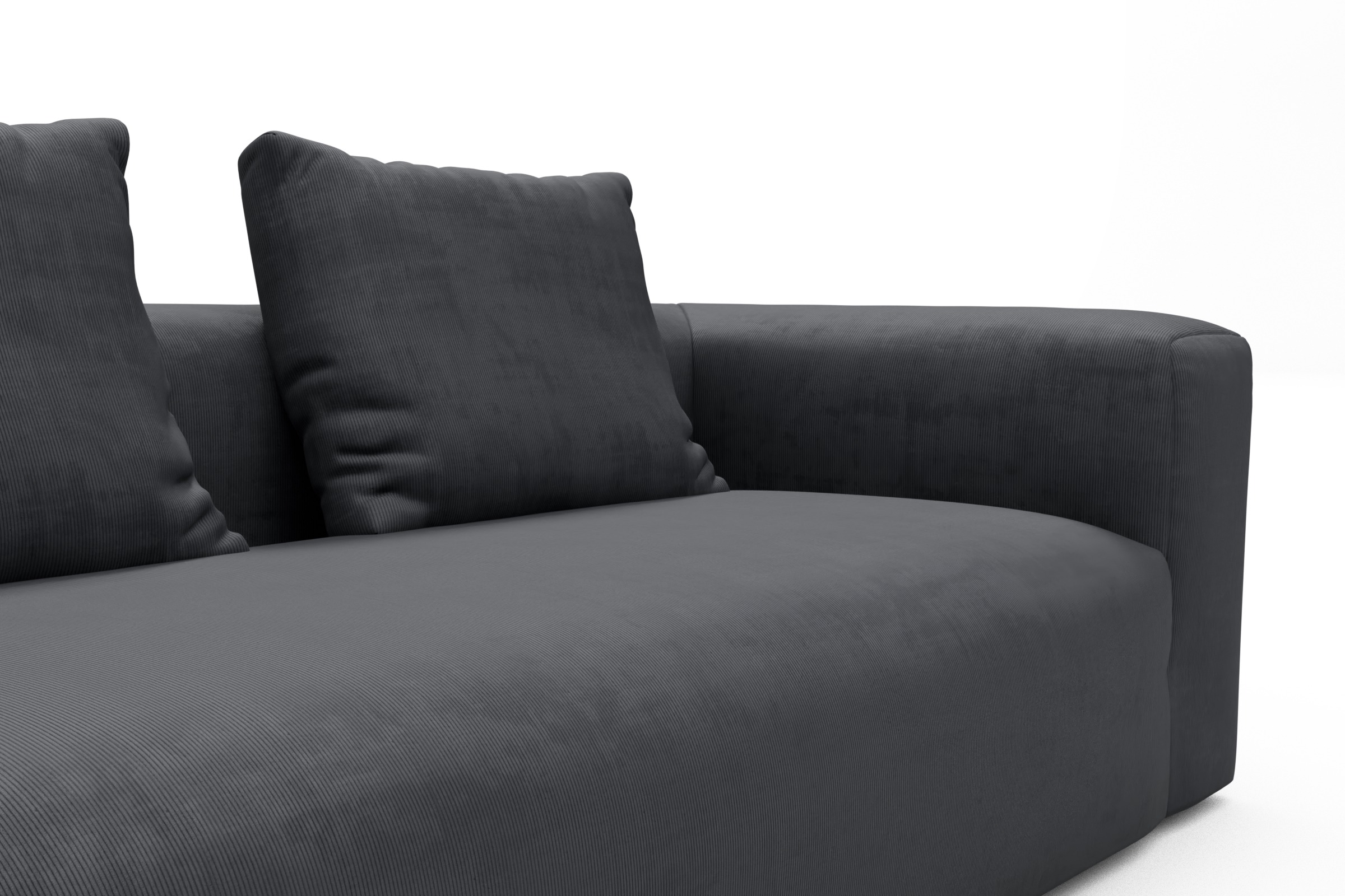 Wohnlandschaft Fred mit 2-Sitzer und Chaiselongue beidseitig Cordufine-Slate-Grey