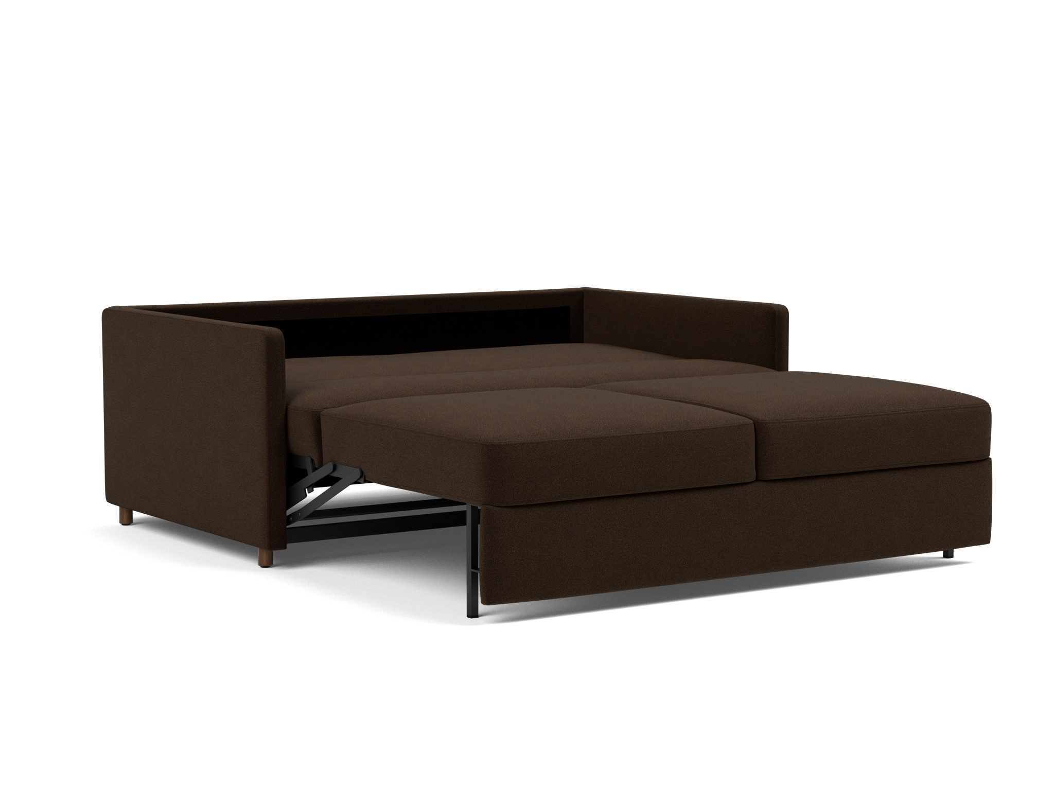 Schlafsofa Neah mit Slim-Armlehnen 160 Strukturierter Stoff Taura 358-Chocco