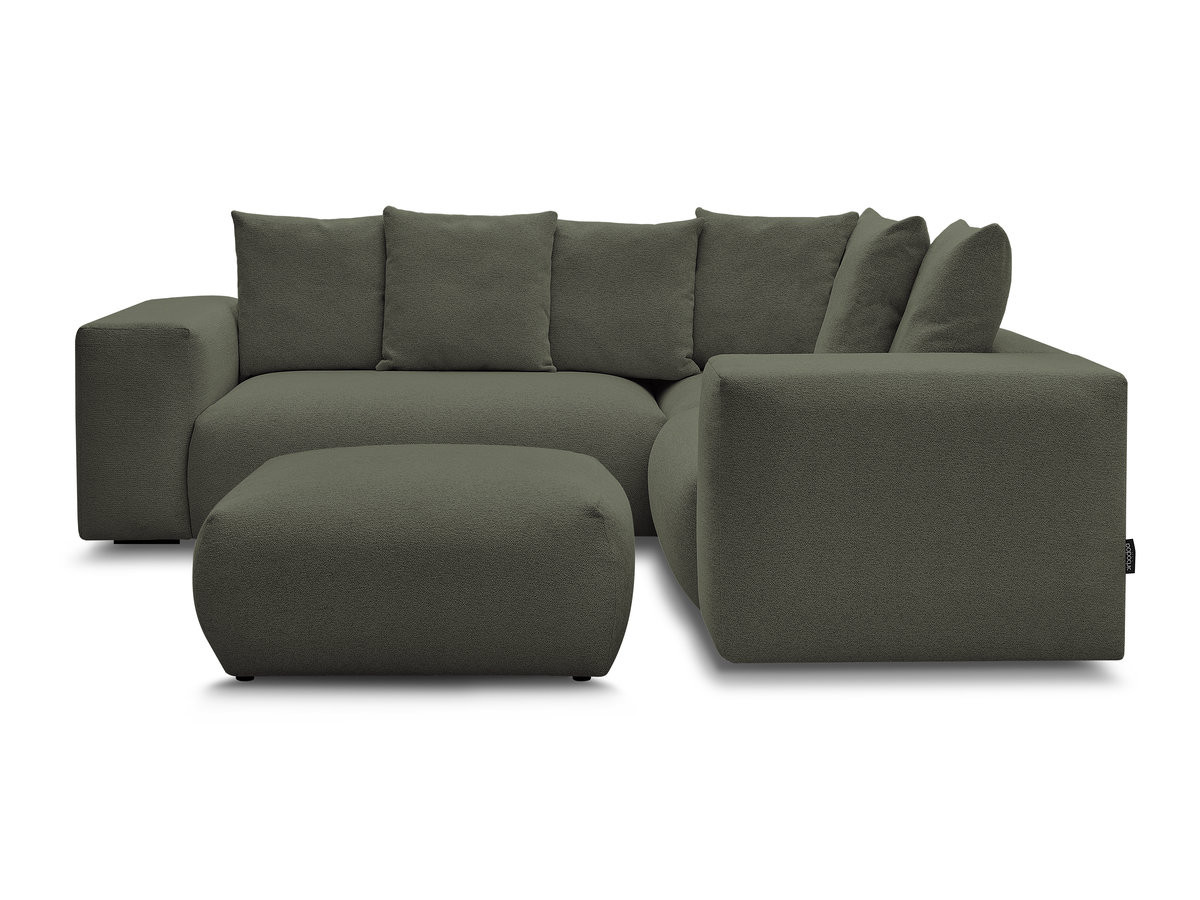 Bobochic Voltaire Ecksofa mit Pouf 268 × 214 cm Melange-Stoff Grün Ecke rechts