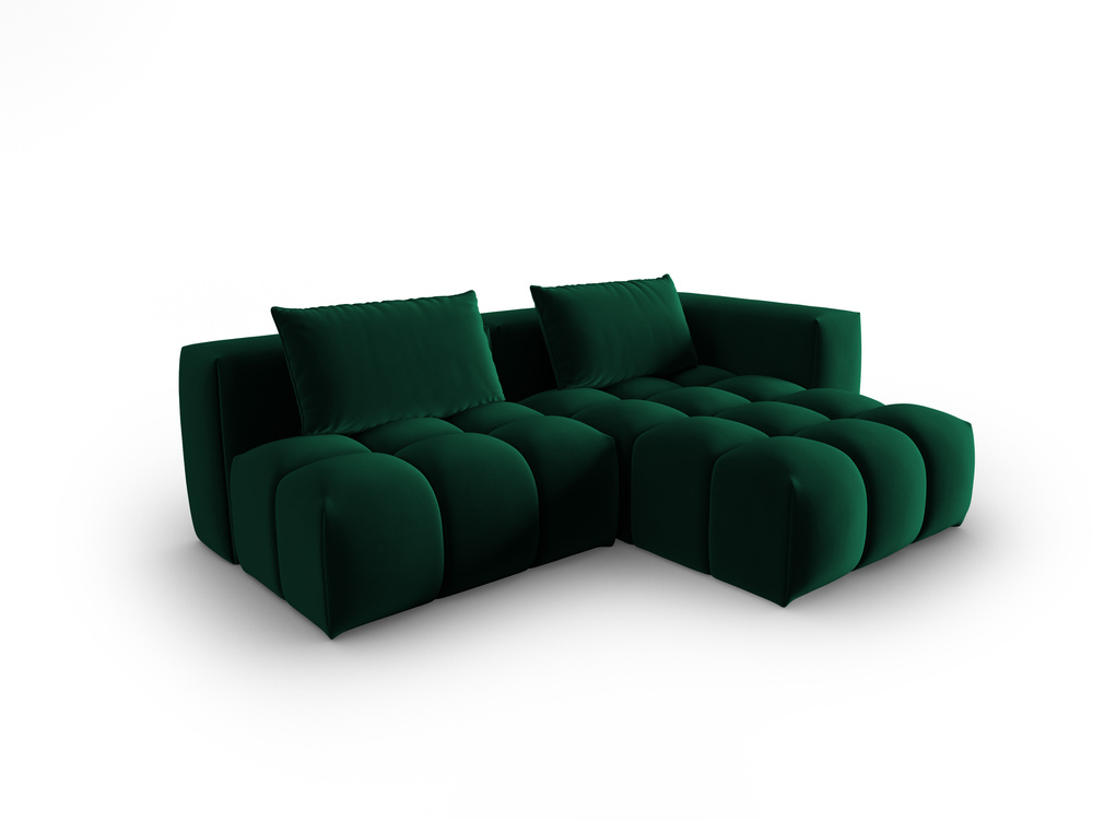Cosmopolitan Design Ecksofa Verona 3-Sitzer offen Samt Casino Flaschengrün Rechts