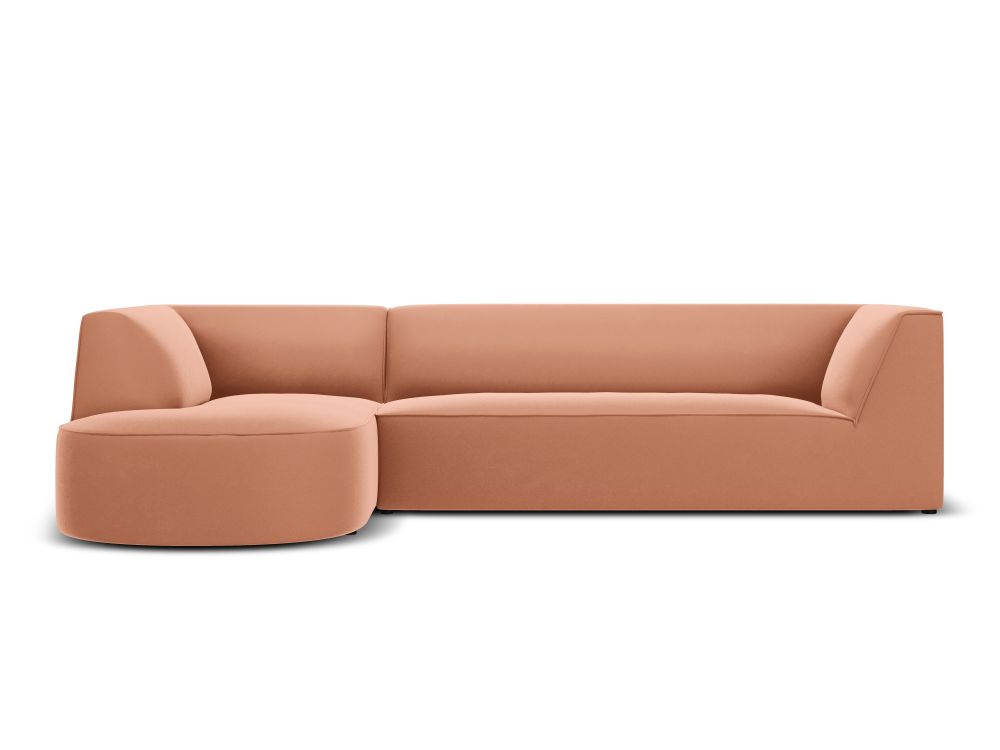 Cosmopolitan Design Ecksofa Siena 4-Sitzer abgerundet Samt Salvador Rosa Links