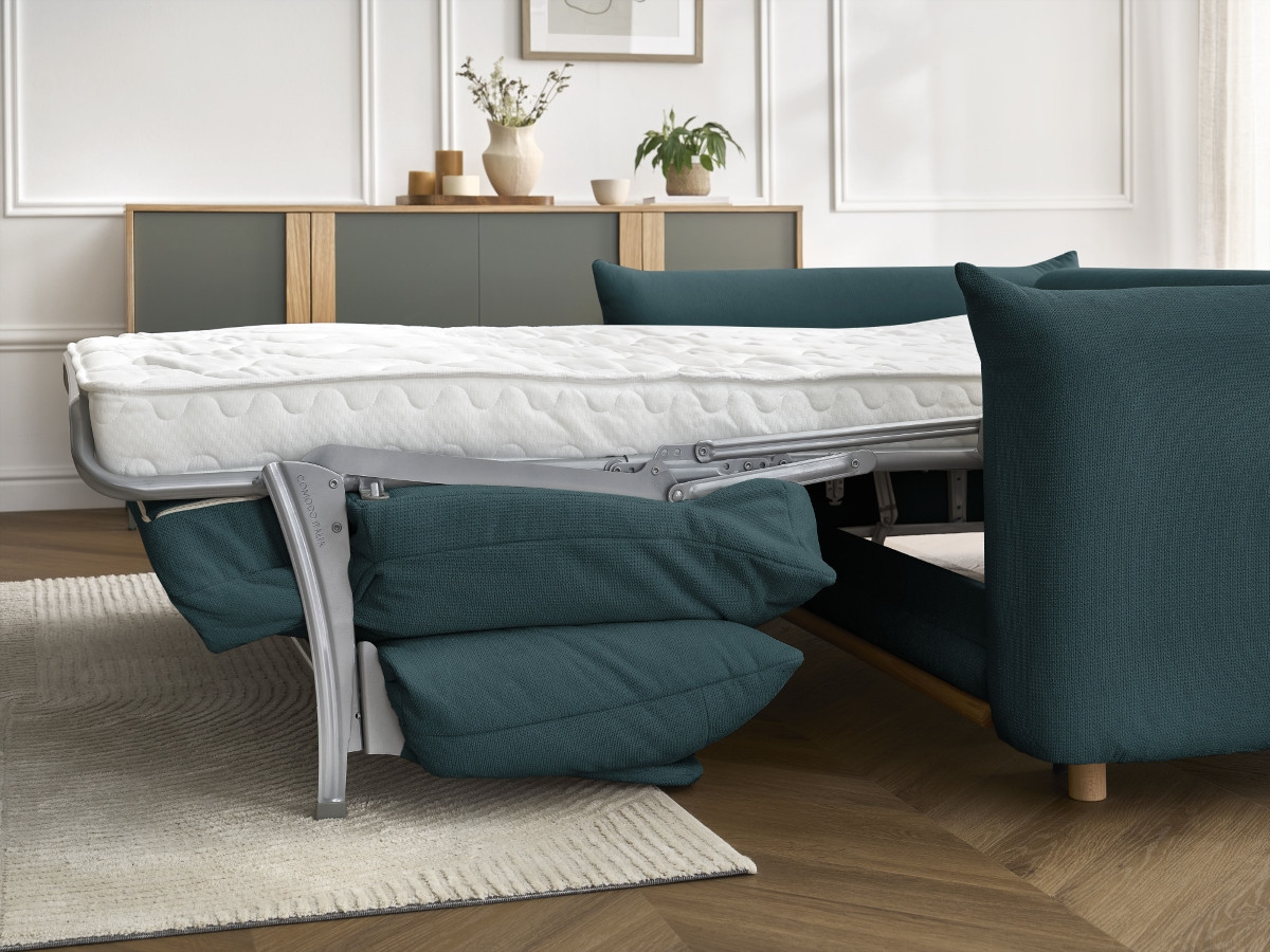 Bobochic Ernest Schlafsofa 3-Sitzer, Liegefläche 190 × 140 / 160 cm Stoff Dunkelblau, Liegefläche 140 × 190 cm