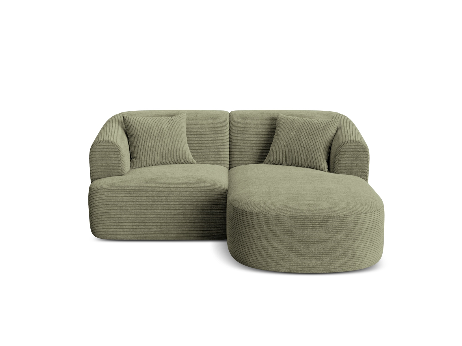 Cosmopolitan Design Ecksofa Campi 3-Sitzer Kord Lincoln D Moosgrün Melange Rechts