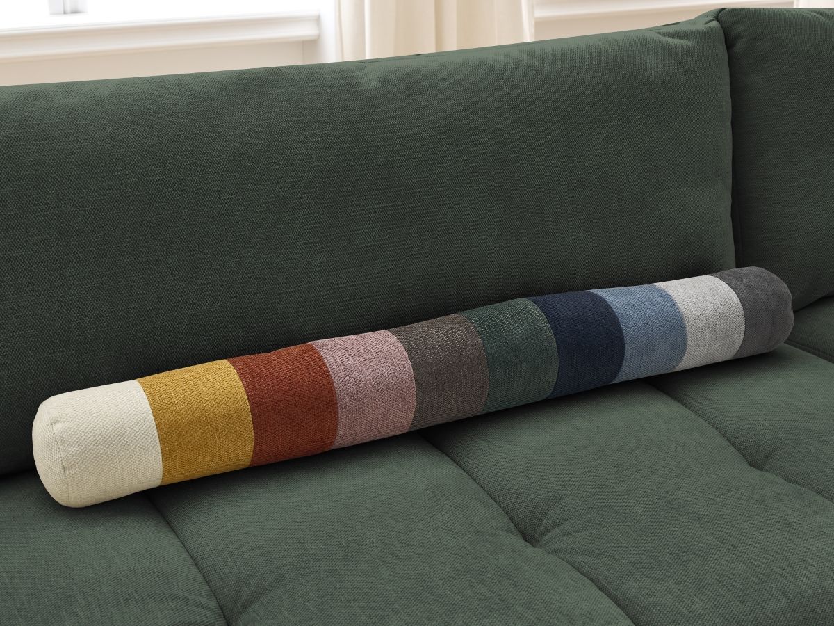 Bobochic Fuji Ecksofa mit Schlaffunktion und Bettkasten 282 × 204 cm Stoff Grün Ecke rechts