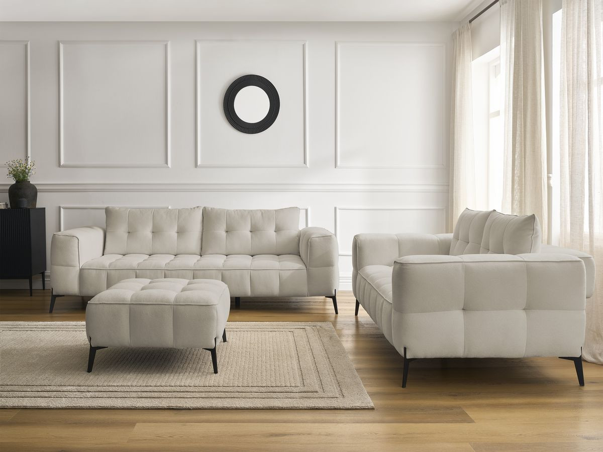 Bobochic Anis Sofa-Set 3- und 2-Sitzer mit Pouf Strukturstoff Beige