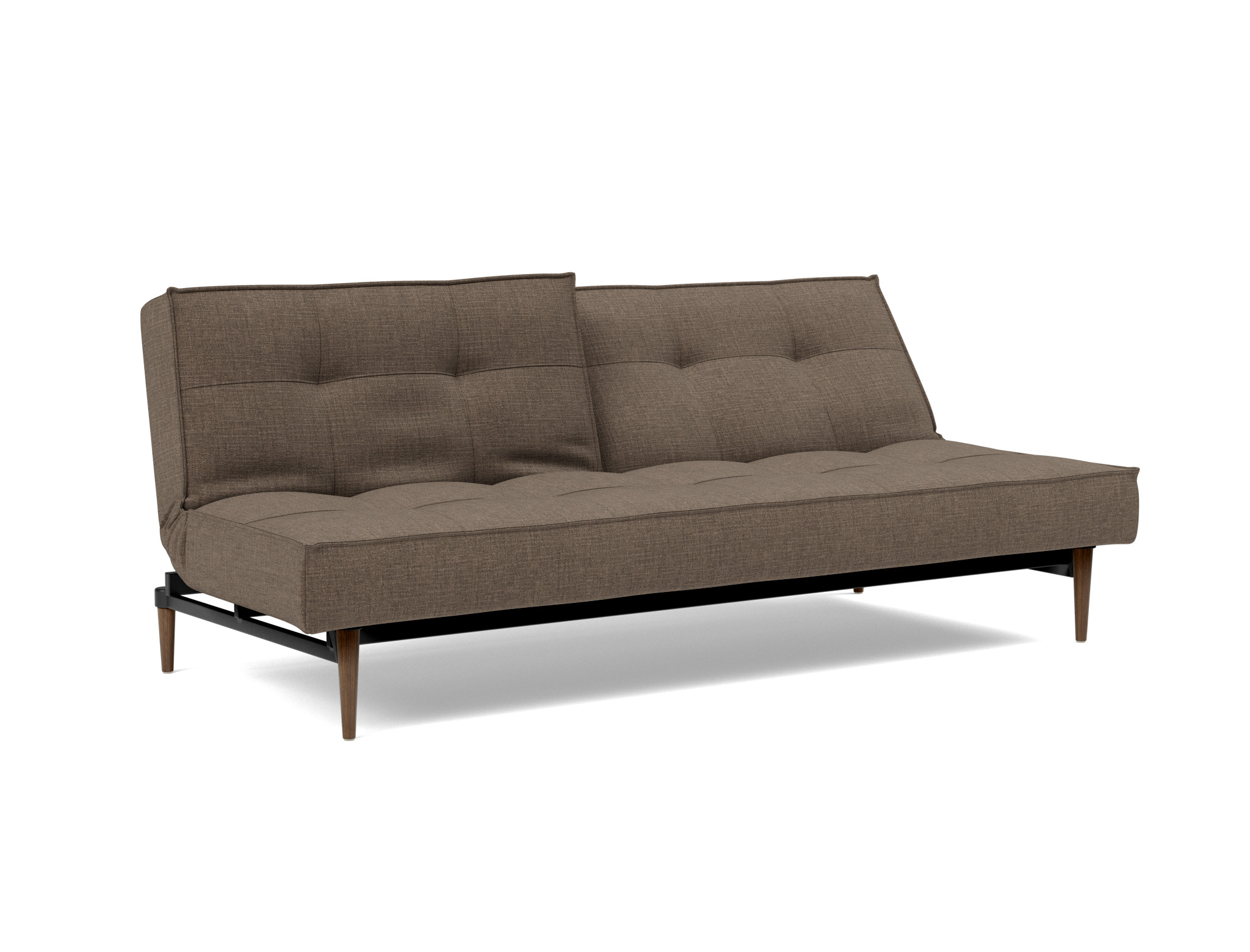 Schlafsofa Splitback Chenille Esina 411-Cedar-Brown Beine Styletto Eiche dunkel