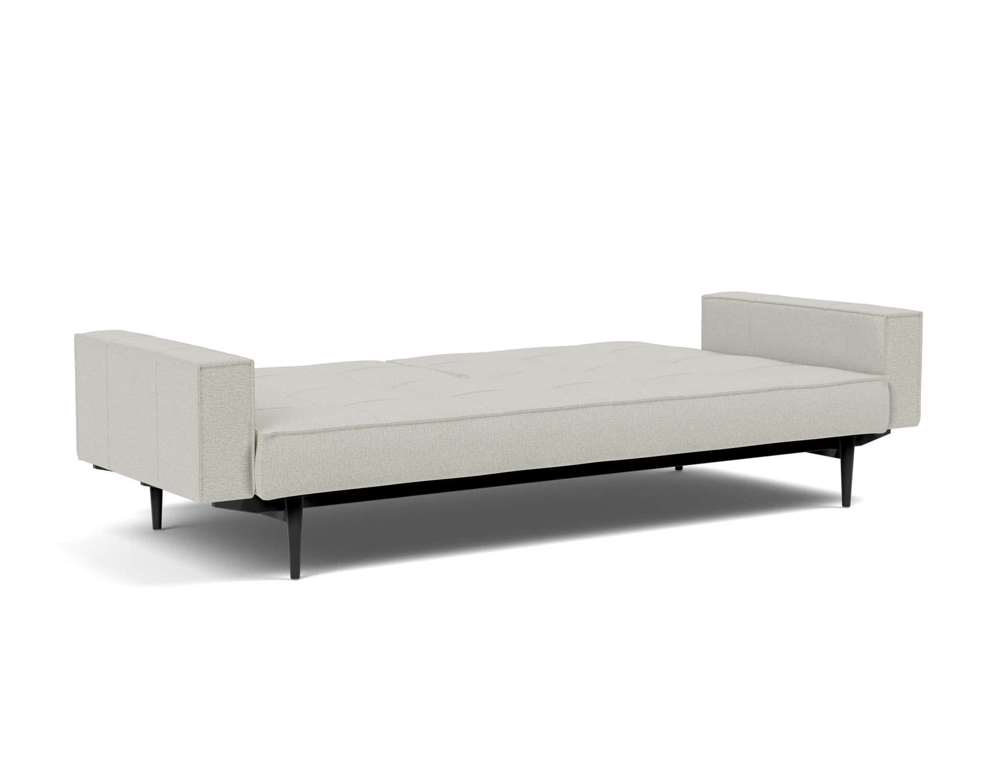 Schlafsofa Splitback mit Armlehnen Flachgewebe Mixed Dance 527-Natural Beine Styletto Eiche schwarz