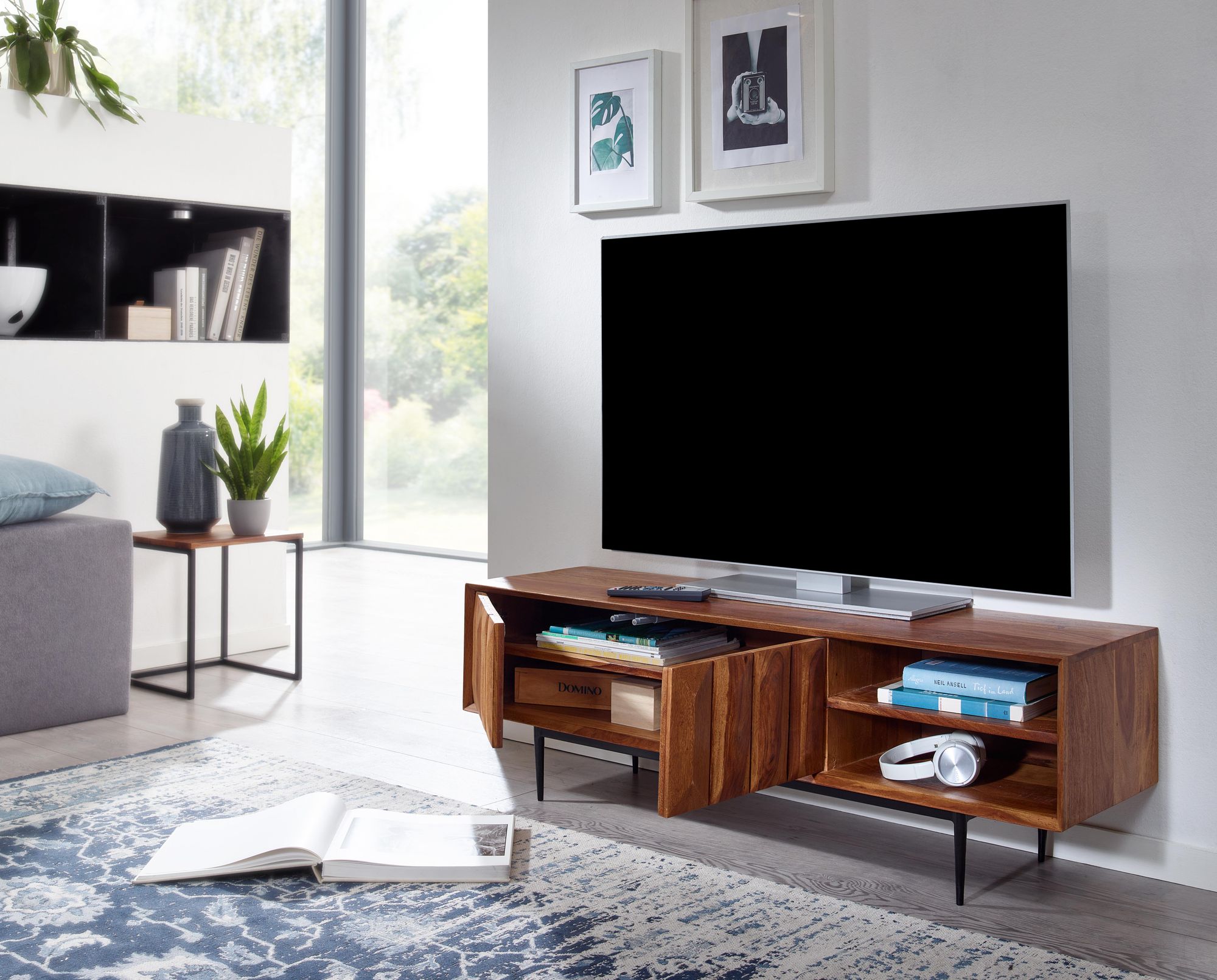 TV-Board Delsbo Massivholz Dunkelbraun 123 × 35 × 42 cm