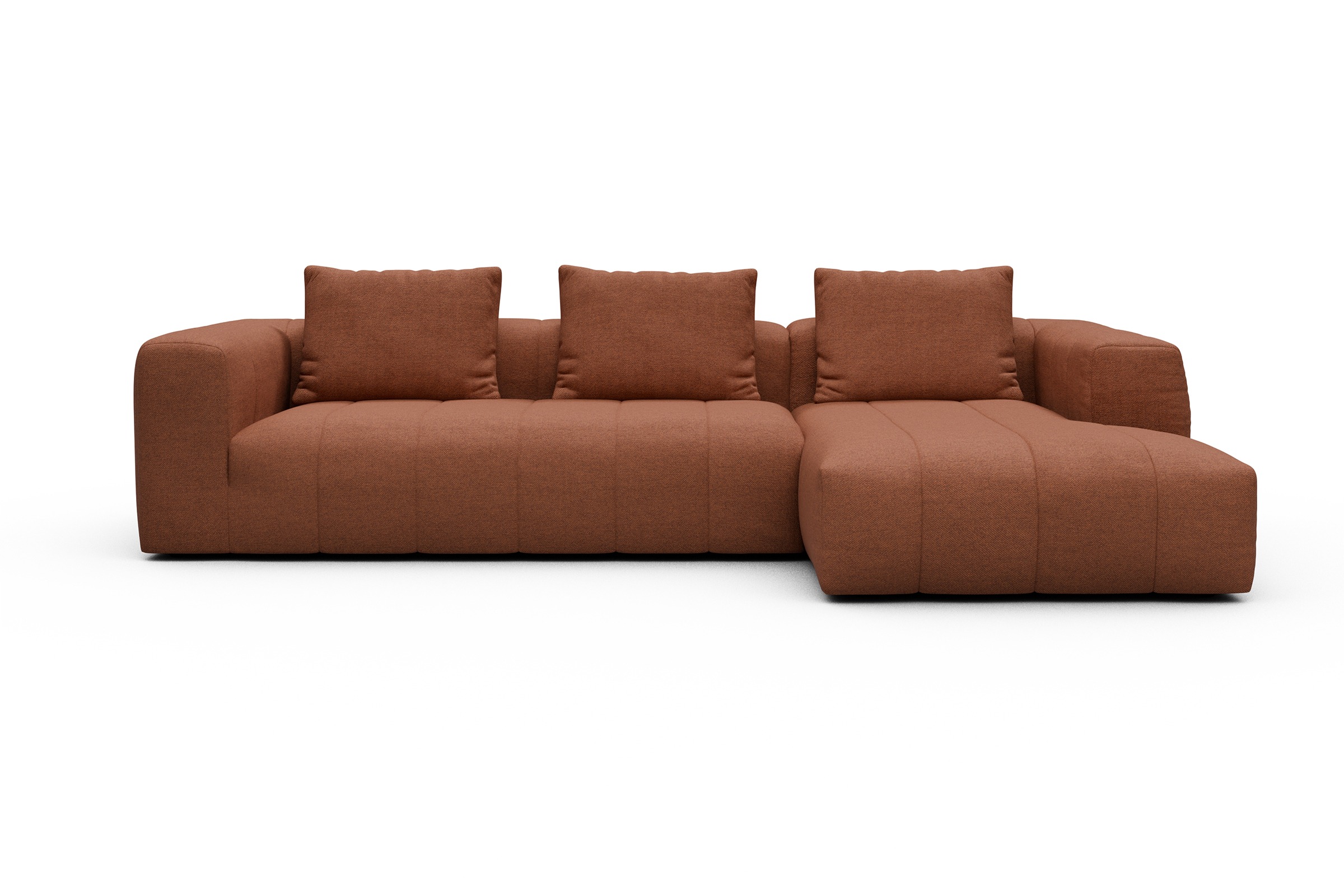 Ecksofa Hugo 2,5-Sitzer Armlehne links mit Chaiselongue Weda-Rust