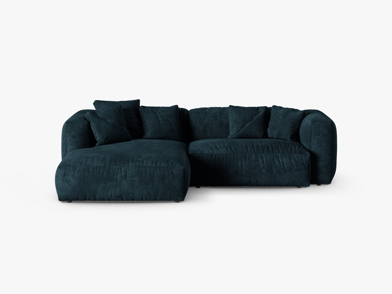Micadoni Ecksofa Martina 2-Sitzer 90cm Sitztiefe Links Samt Vogue Dunkel Petrol