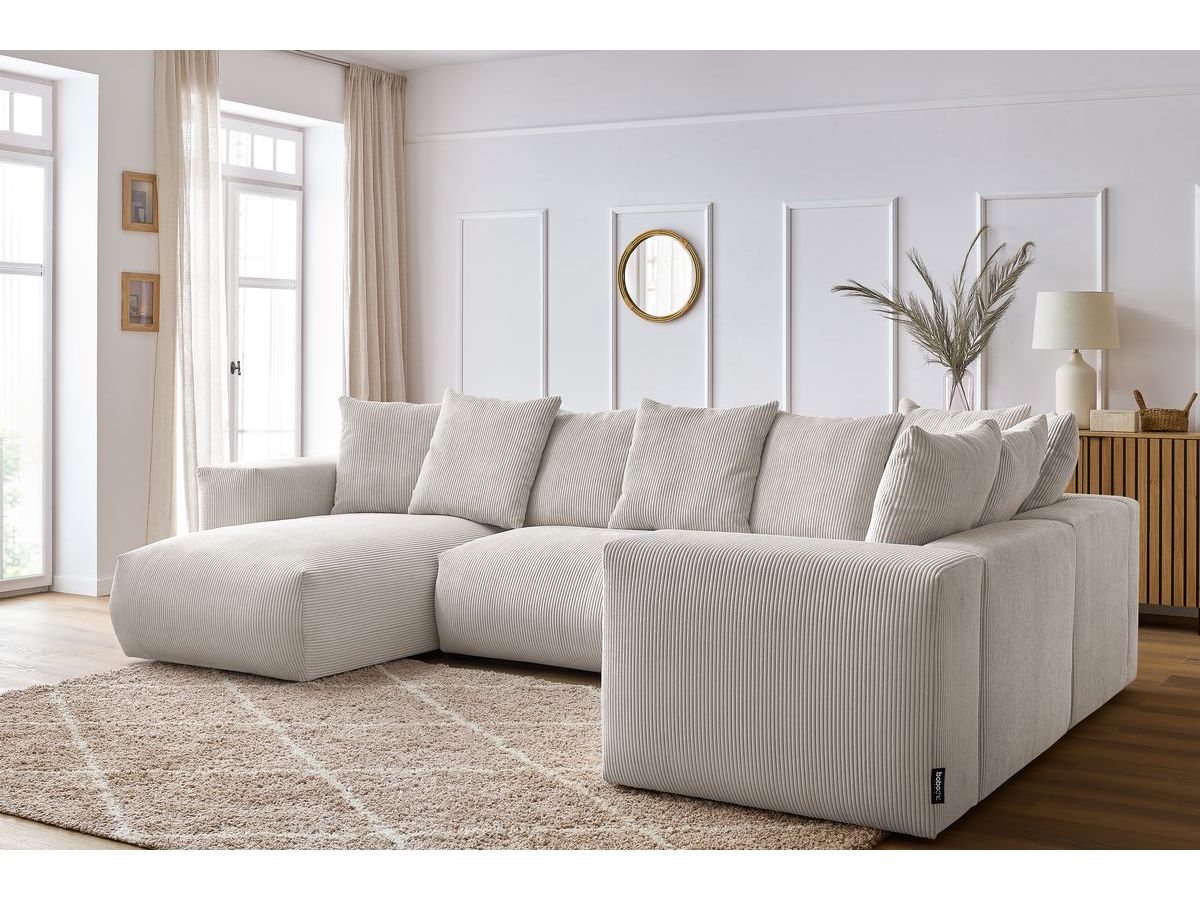 Bobochic Voltaire Wohnlandschaft 356 × 214 cm Cordsamt Beige Ecke links